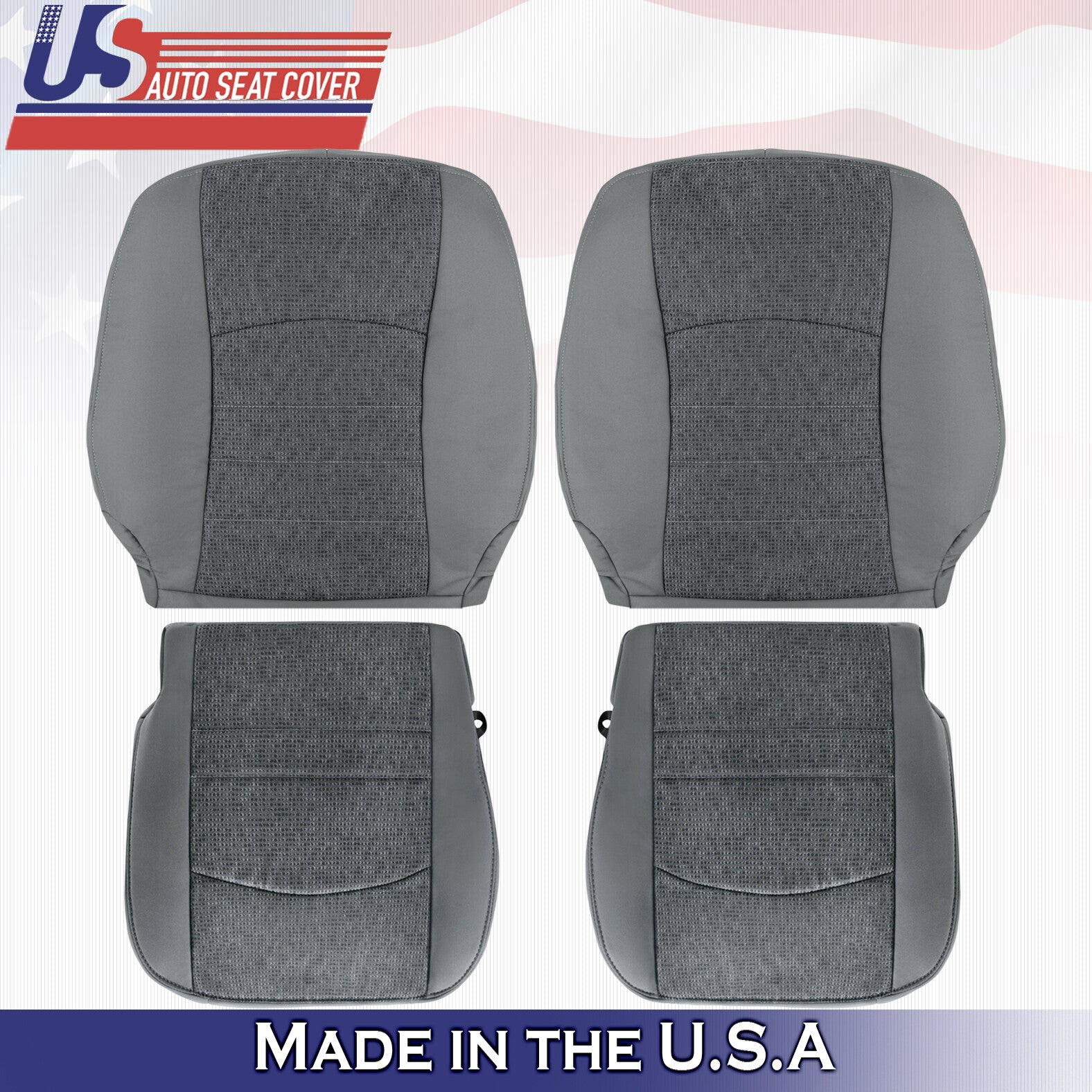 2013 to 2018 For Dodge Ram 1500 SLT  2x Top & 2x Bottom Cloth Seat Covers Gray