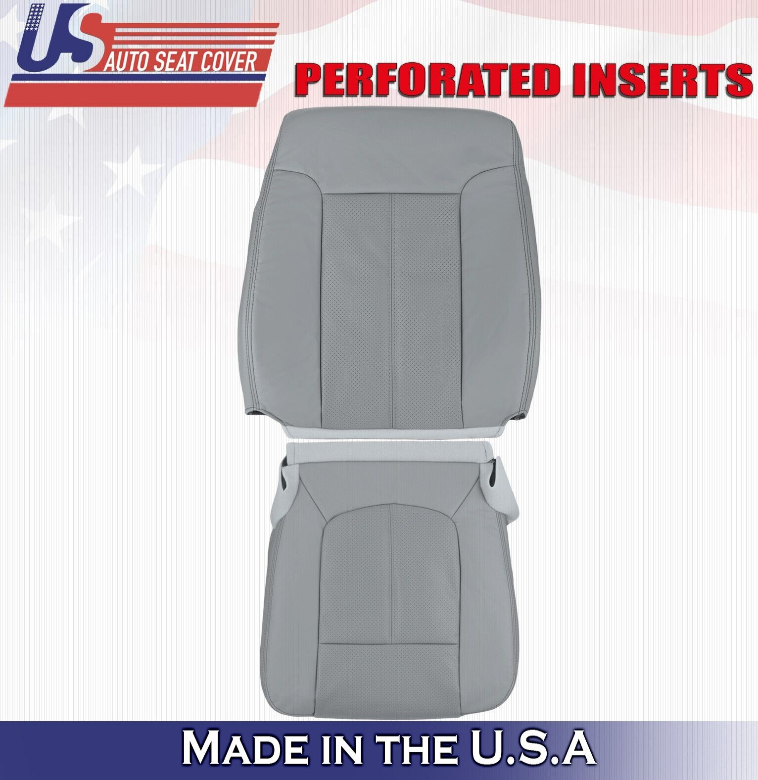 2011 to 2016 For Ford F250 F350 Lariat Driver Top & Bottom Leather Covers Gray