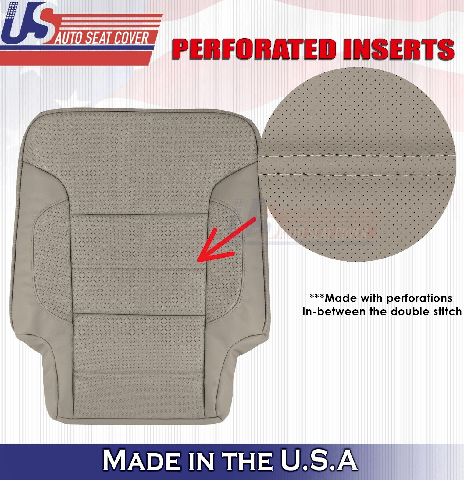 2018 2019 For GMC Yukon Denali 2nd Row Driver Side Top Leather Seat Cover Tan