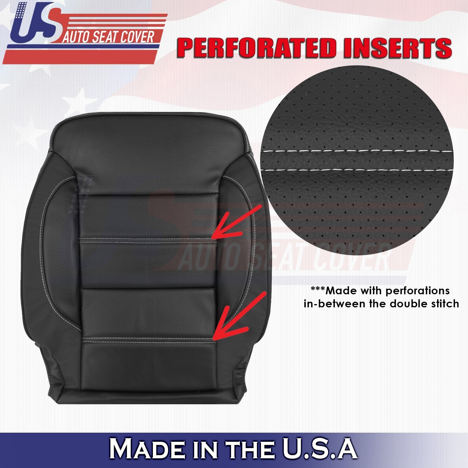 2014 to 2019 For GMC Sierra Denali Driver Top Leather Seat Cover Black