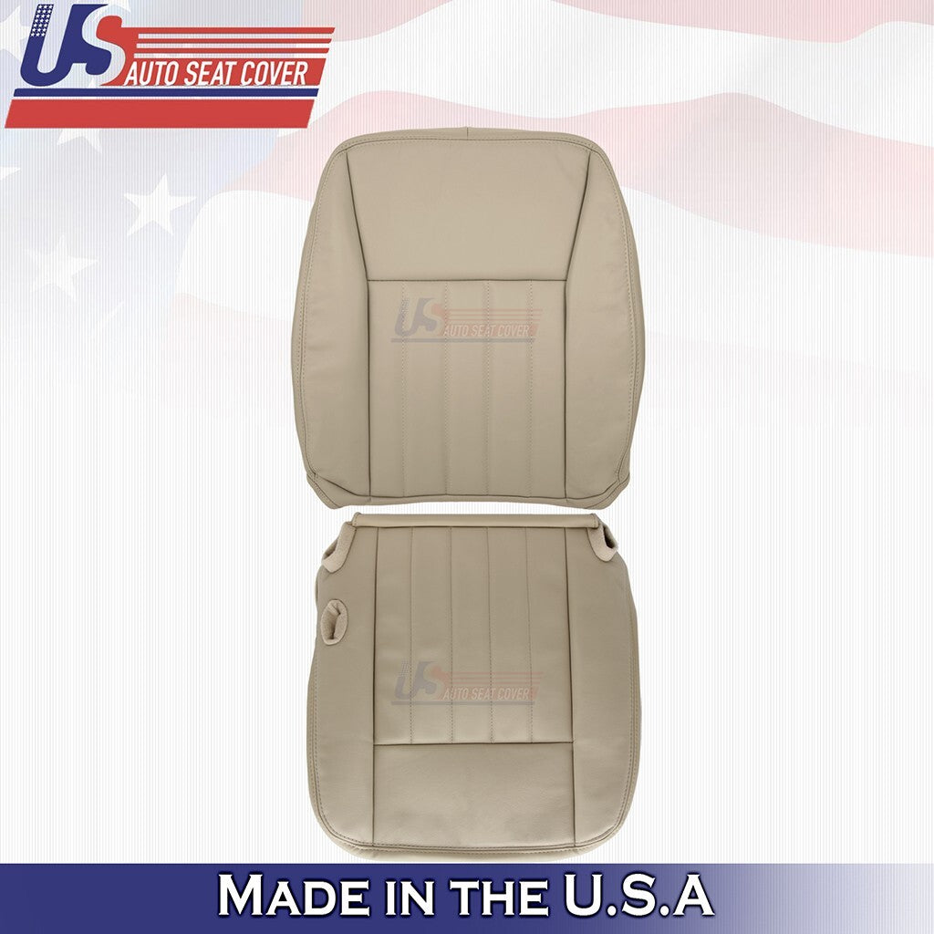 2003 to 2005 Fits Lincoln Town Car Driver Bottom & Top Leather Cover Med Tan
