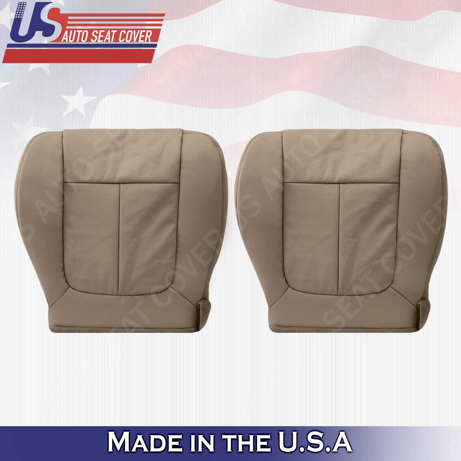 Driver & Passenger Bottoms Leather Covers Tan 2011 to 2014 Fits Ford F150 Lariat