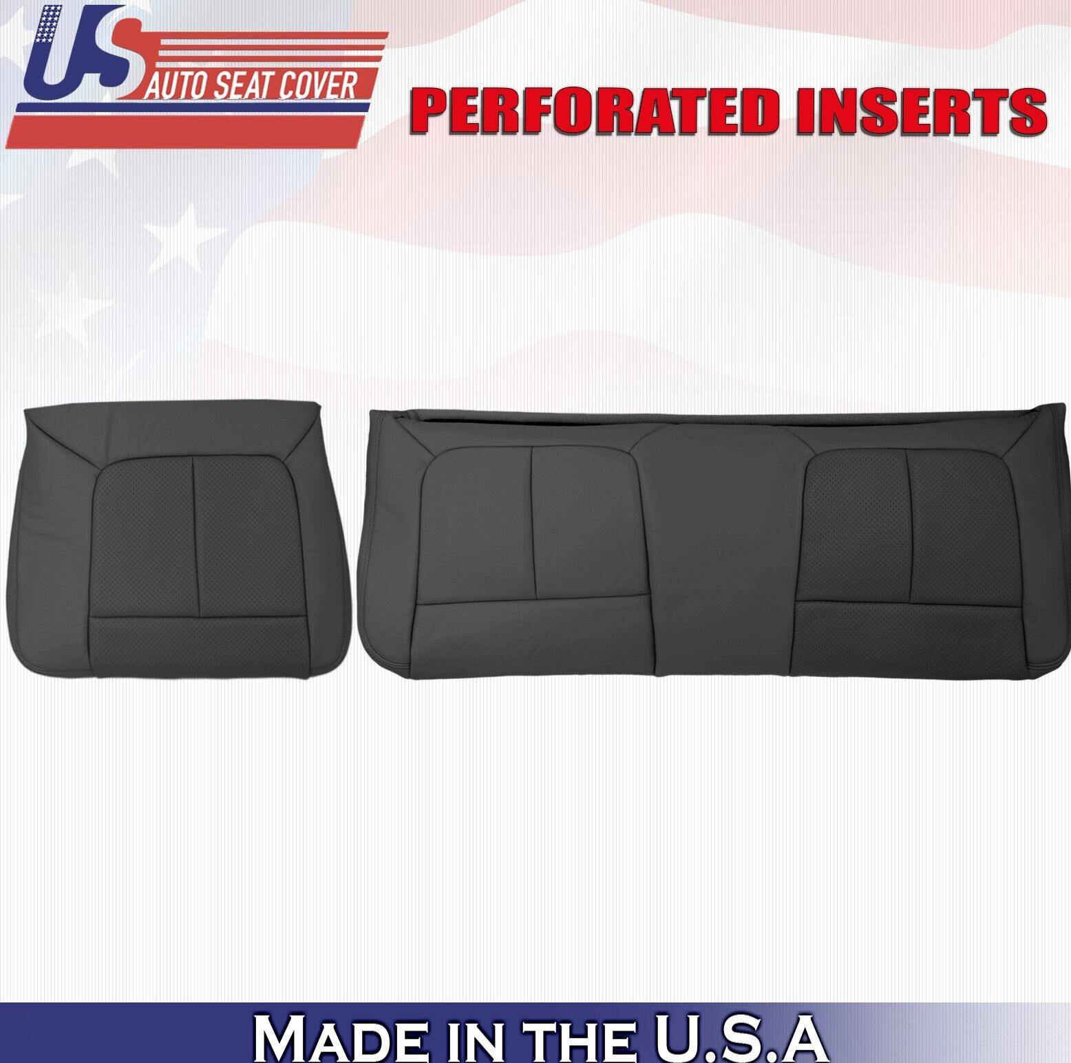 2011 to 2016 For Ford F450 2nd Row Driver & Passenger Bottom Leather Covers BLK