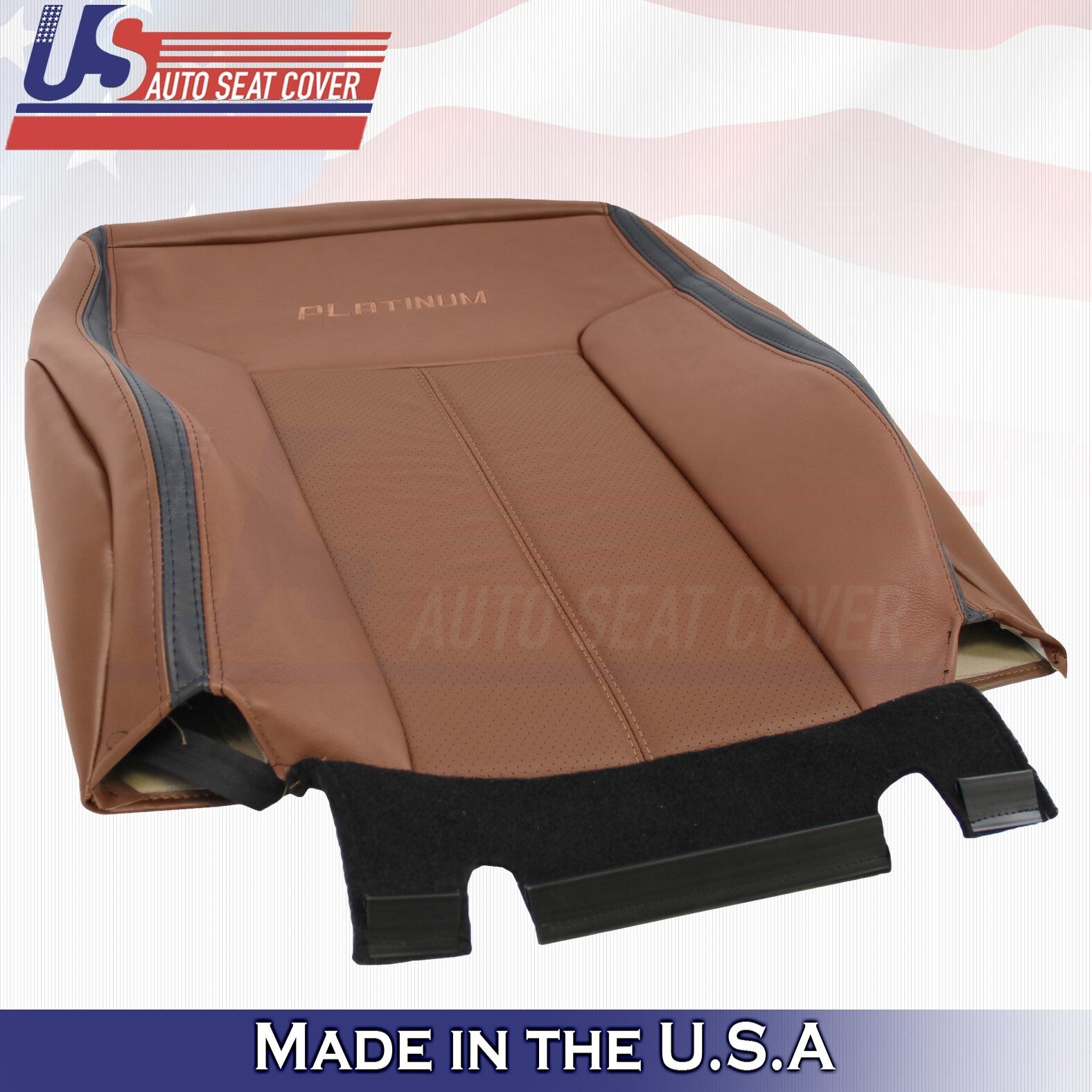 2013 to 2016 For Ford F450 Platinum Passenger Top & Bottom Leather Covers Brown