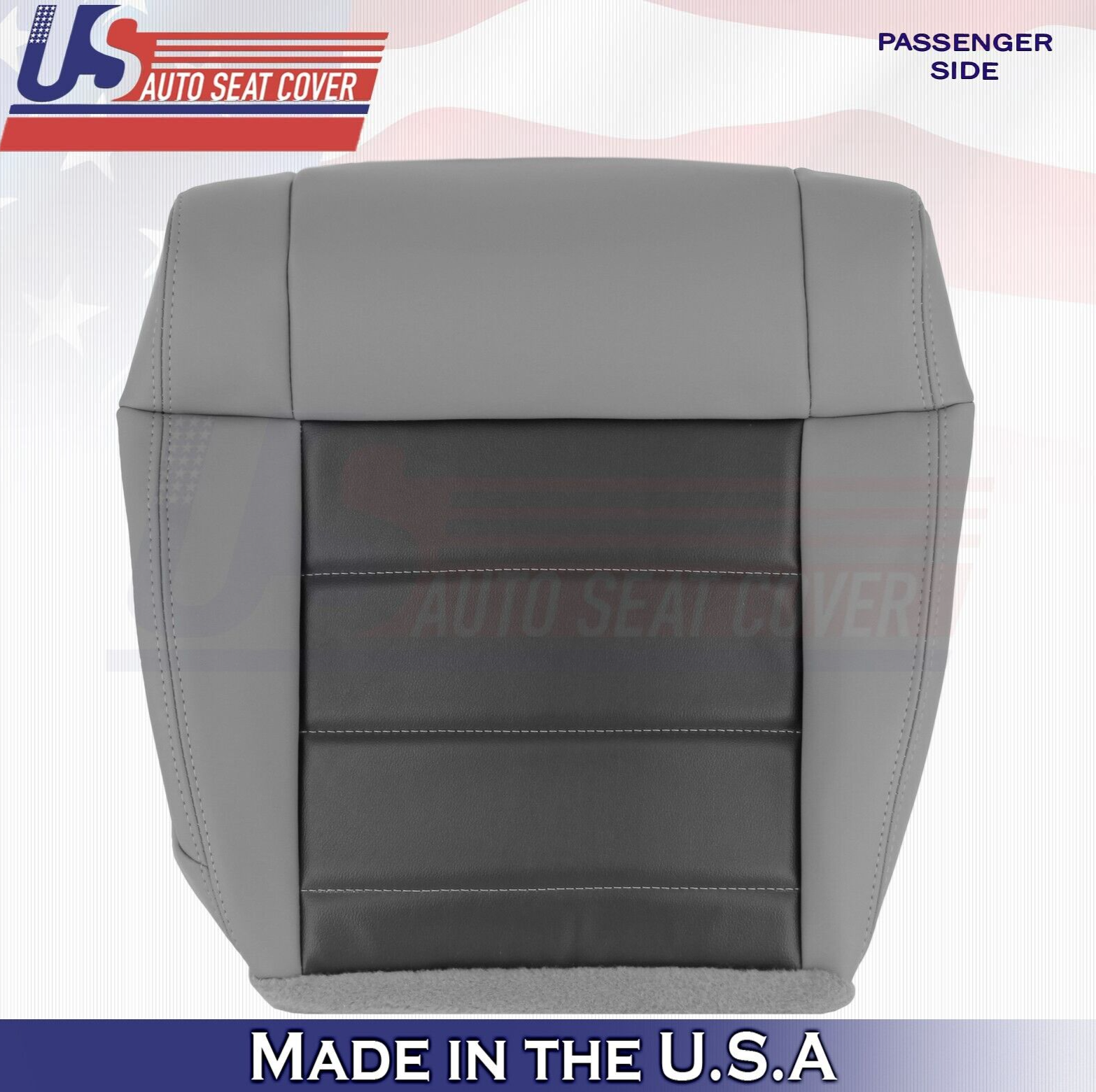 2010 For Jeep Wrangler Front Passenger Bottom Synthetic Leather Seat Cover Gray