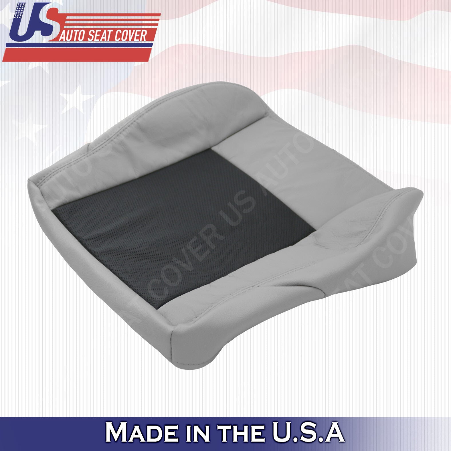 2003 to 2007 Cadillac CTS DRIVER Bottom Perforated Leather Seat Cover Black/Gray
