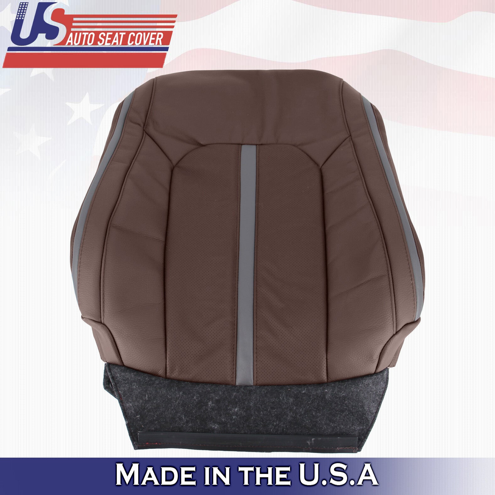 2018 For Ford F150 Platinum Passenger Top Perforated Leather Seat Cover Brown