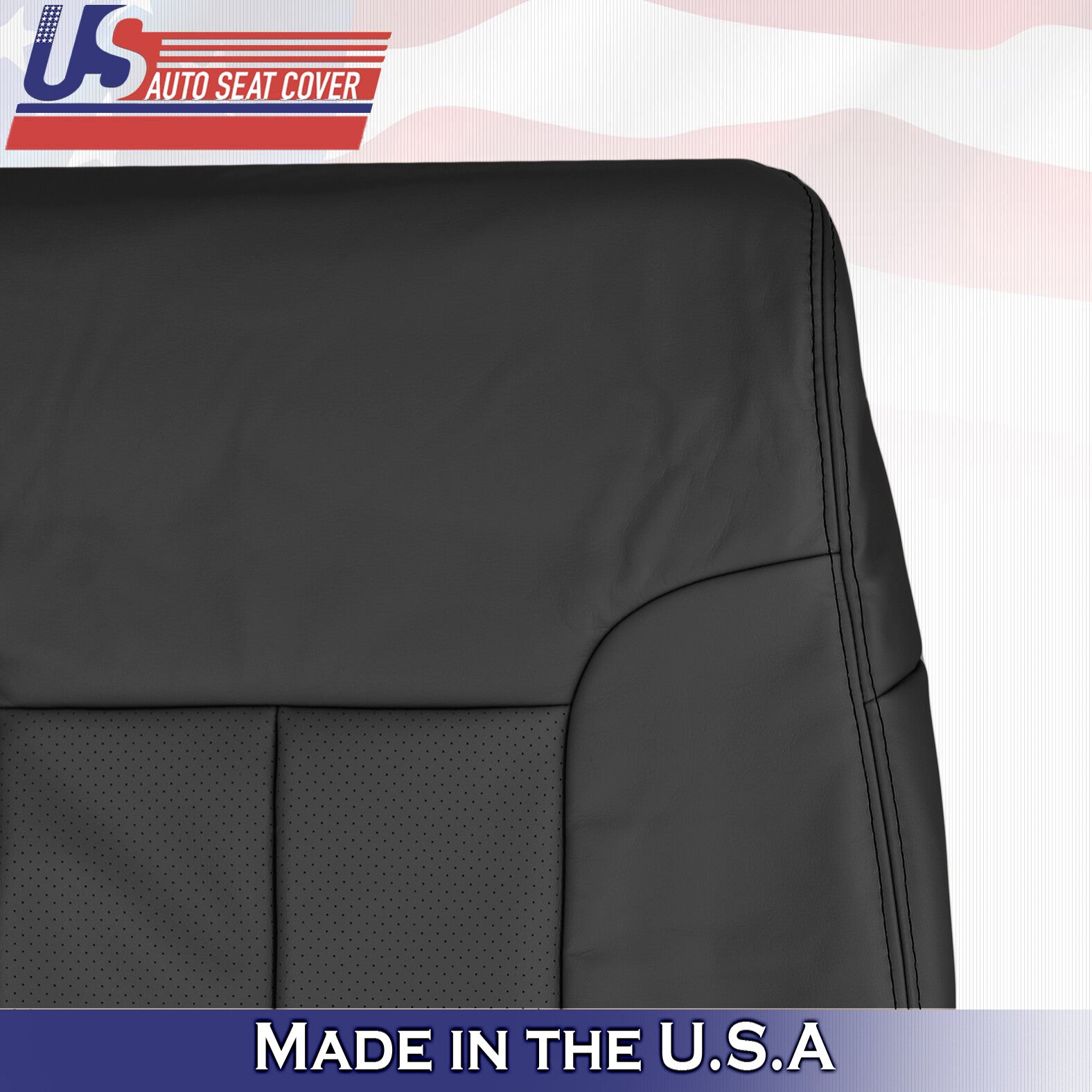 2014 For Ford F150 Driver Top & Bottom Perforated Leather Seat Covers Black