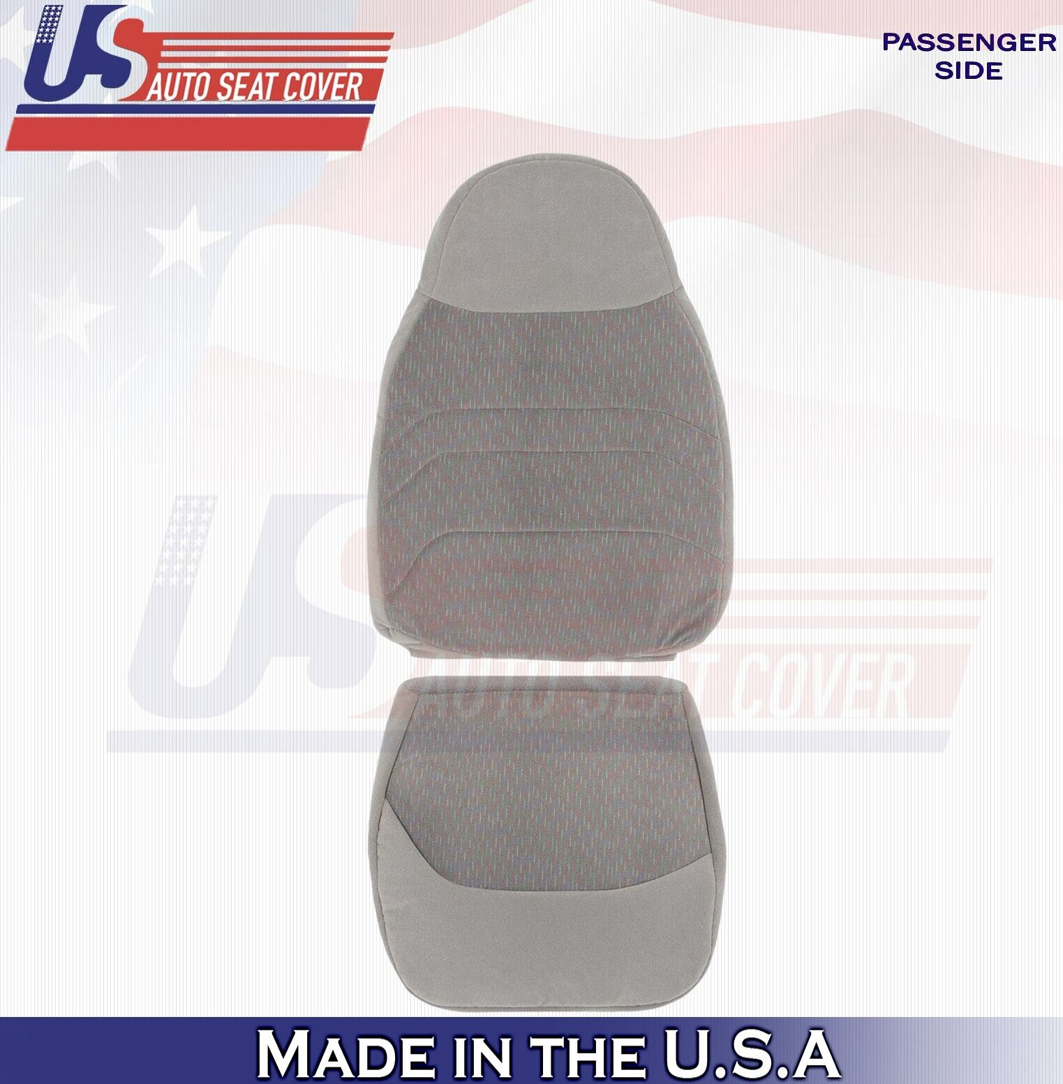 1996 For Ford F150 F250 F350 XLT Passenger Top & Bottom Cloth Seat Covers Gray