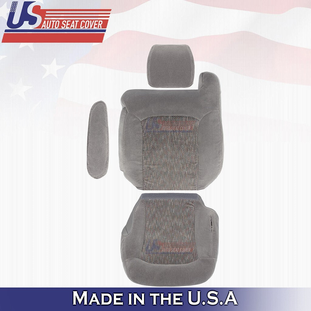 1999 to 2002 For Chevy Tahoe Front Set/Headrest/Armrest Cloth Seat Cover Gray