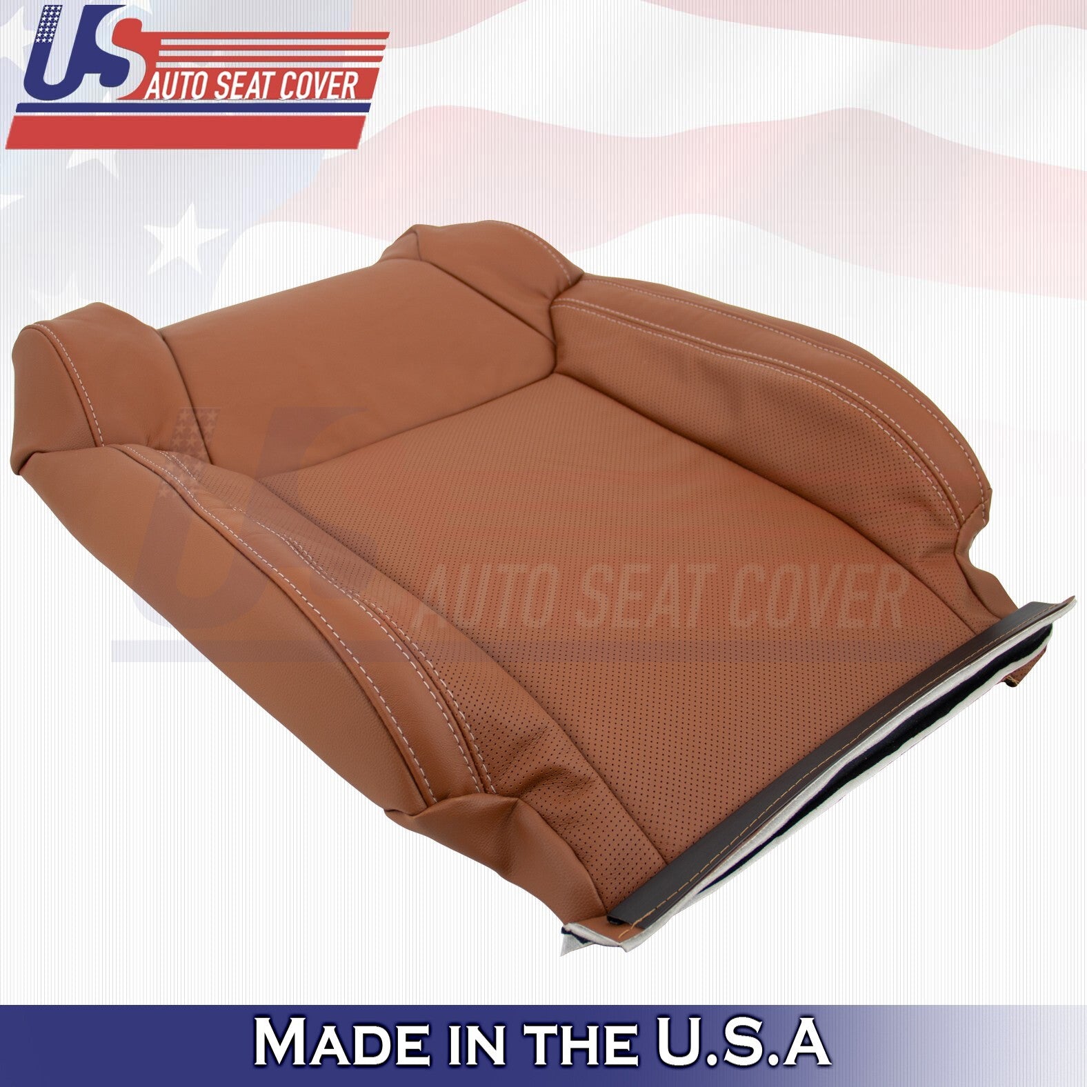 2014 to 2018 Fits Toyota Tundra Front Set Tops Leather vinyl Perf cover brown