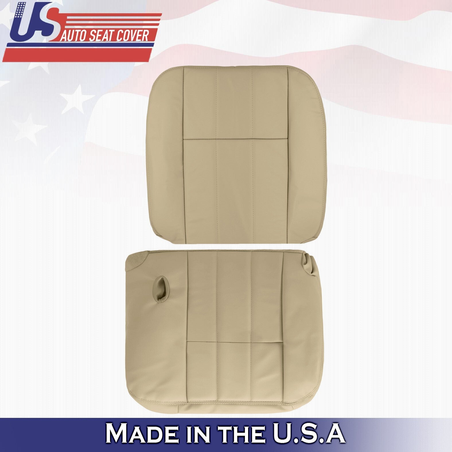 2003 2004 For Mercury Grand Marquis Driver Top & Bottom Leather Seat Covers Tan