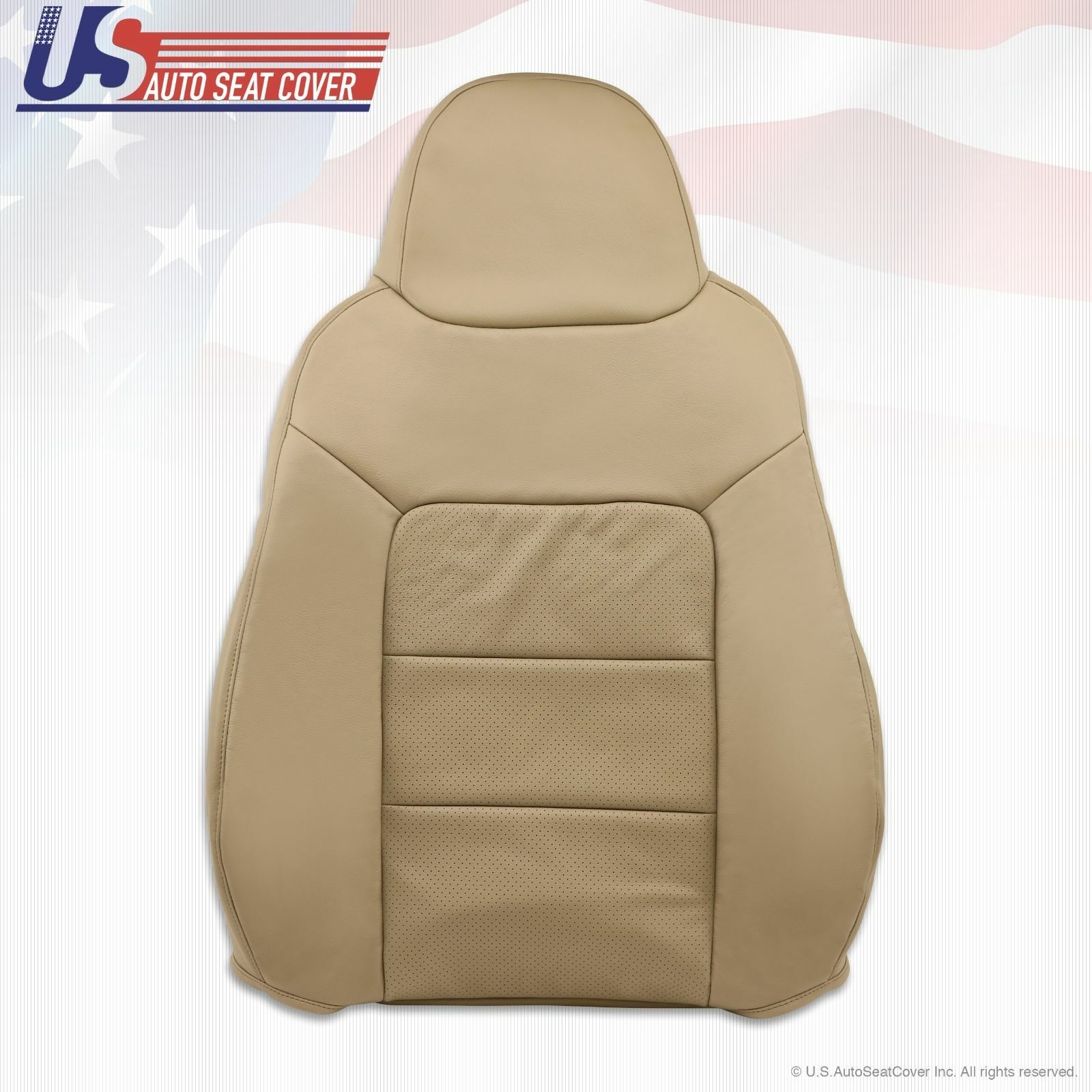 2003 Ford Expedition Passenger Lean Back Perforated Leather Seat Cover ALL TAN