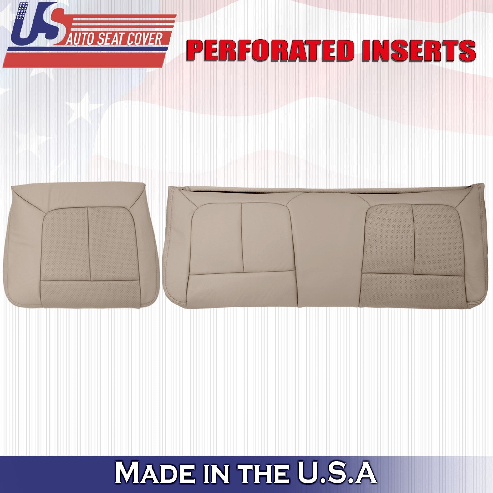 2011 to 2016 For Ford F350 2nd Row Driver & Passenger Bottom Leather Covers Tan