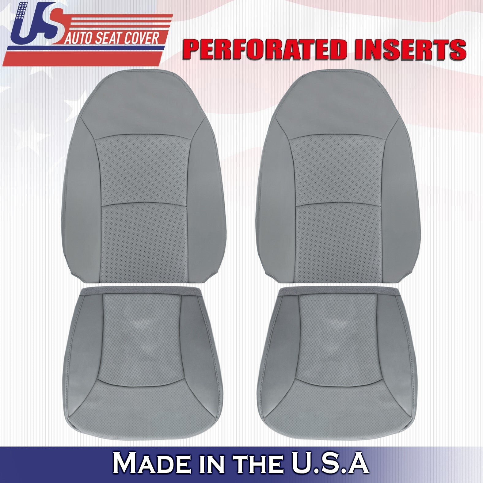 2000 2001 2002 Fit Ford E150 Driver & Passenger Top Bottom Vinyl Seat Cover Gray
