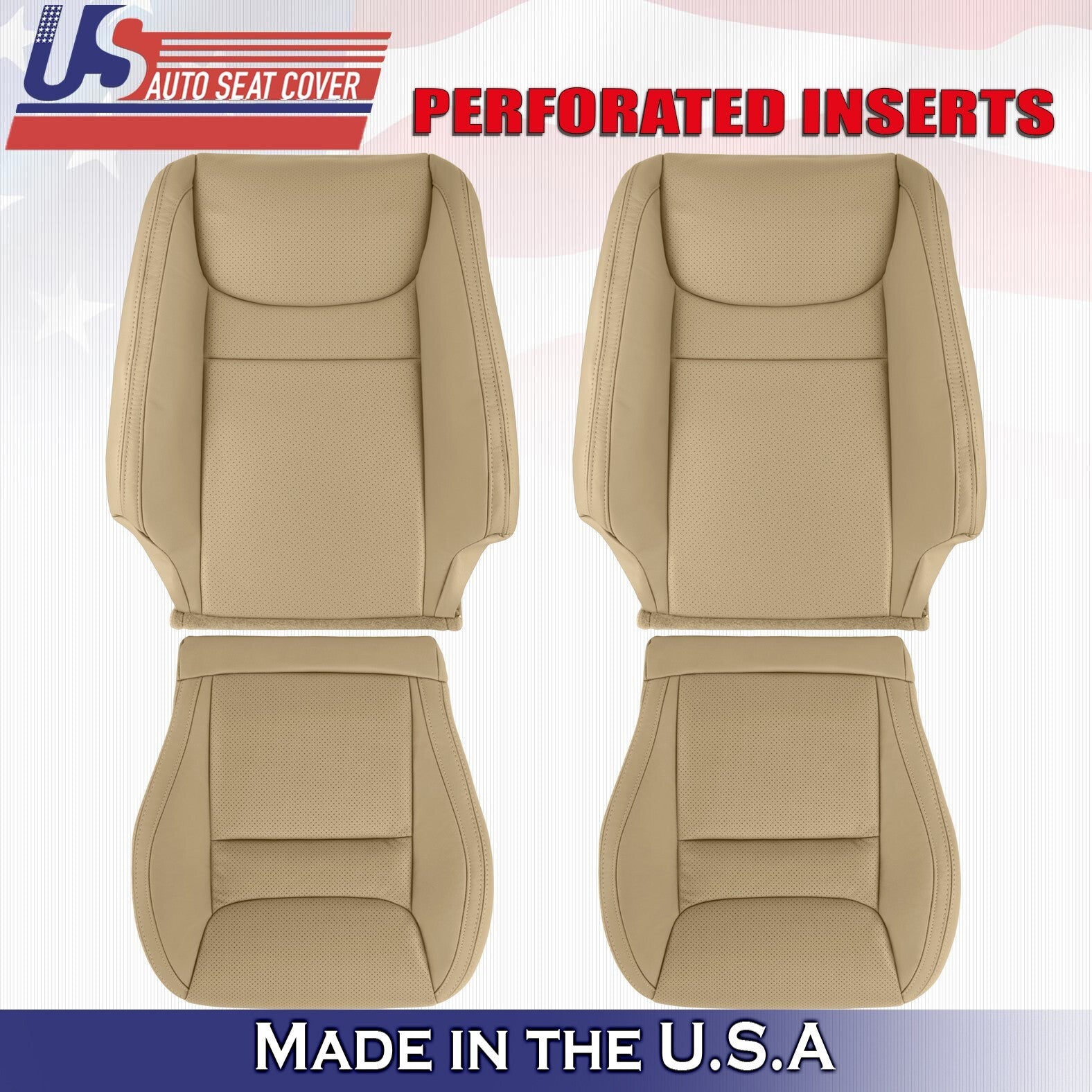 2001 2002 2003 For Toyota Highlander Front Set Tops &Bottoms Leather Covers Tan