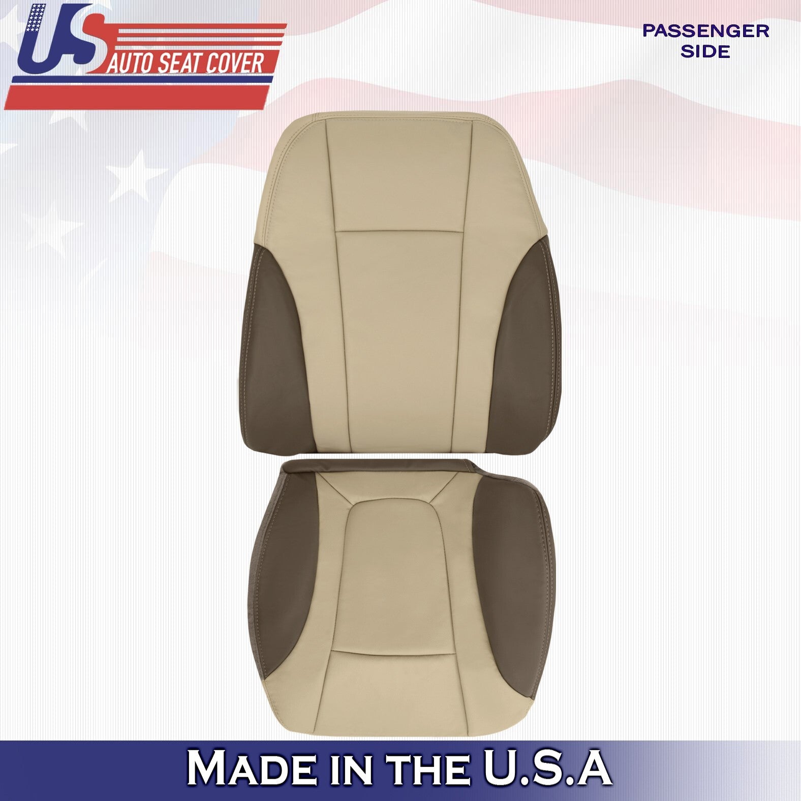 Passenger Bottom &Top Leather Cover 2Tone Tan For 2002 to 2004 Chevy Trailblazer