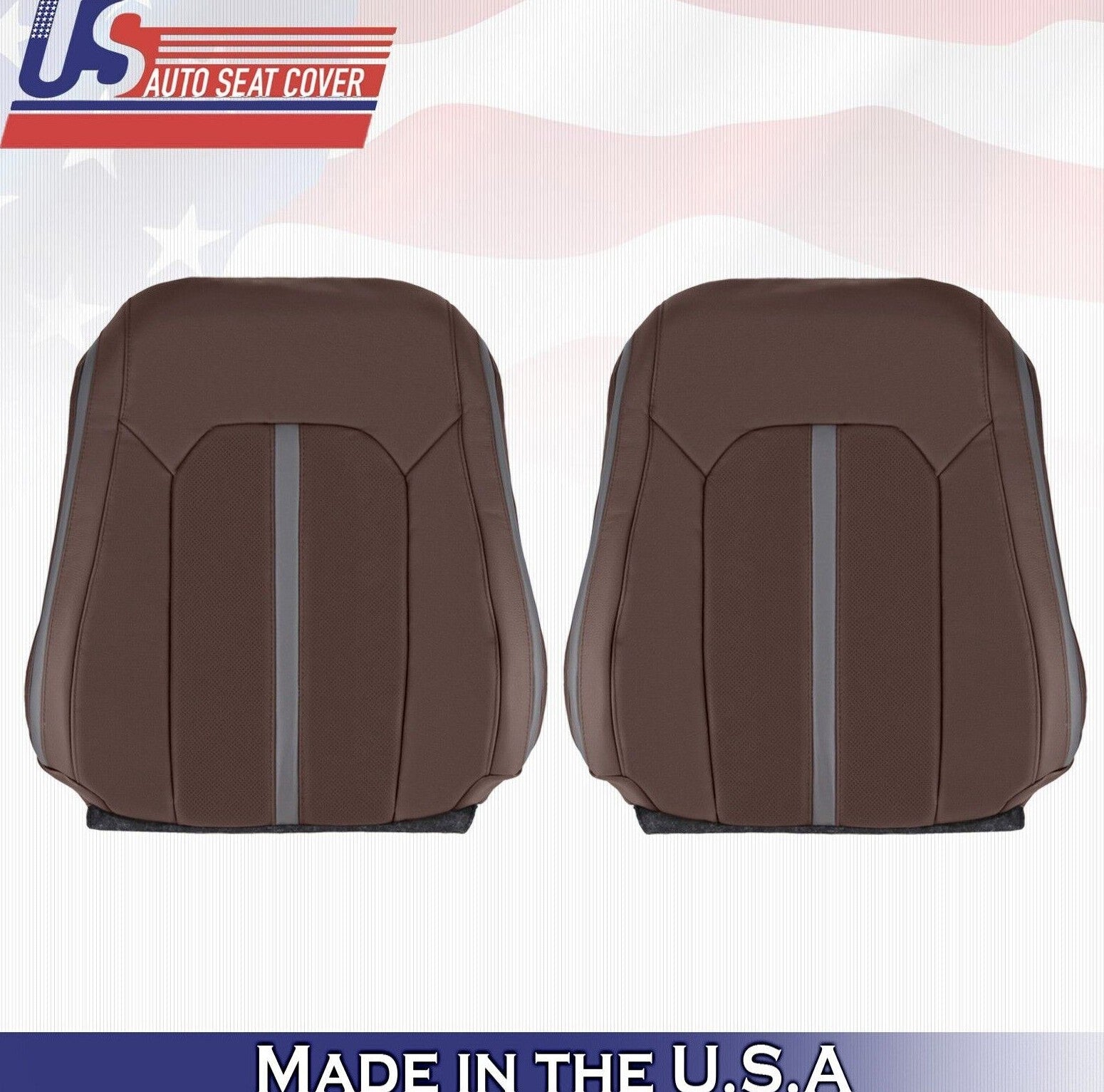 2017 For Ford F150 Platinum Driver & Passenger 2x Top Leather Seat Covers Brown