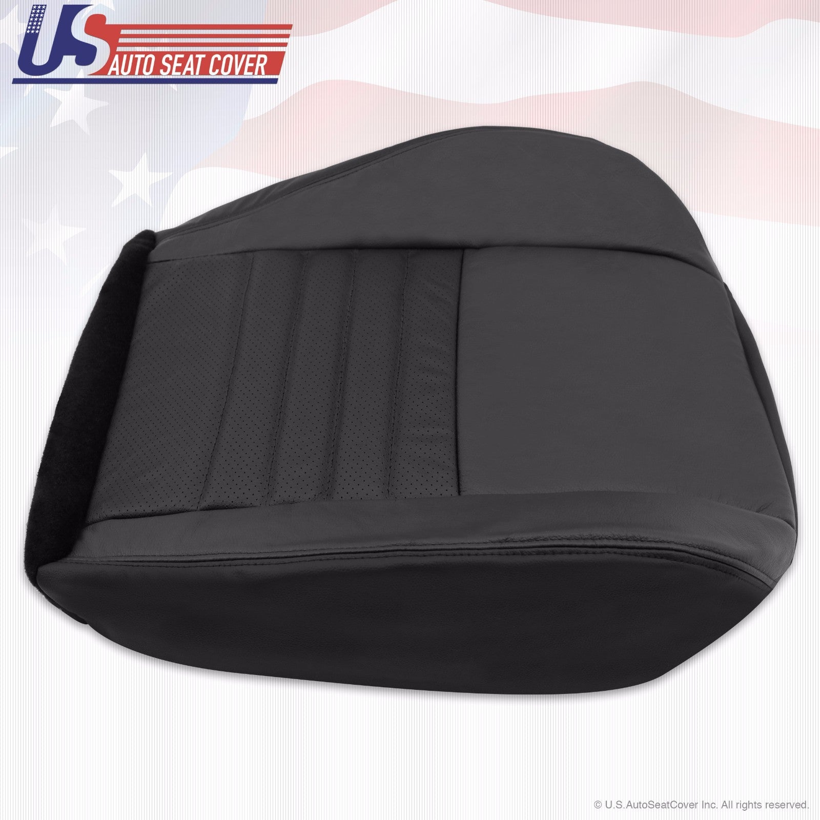 2002 2003 2004 Ford Mustang Driver Bottom Perforated Leather Seat Cover Black