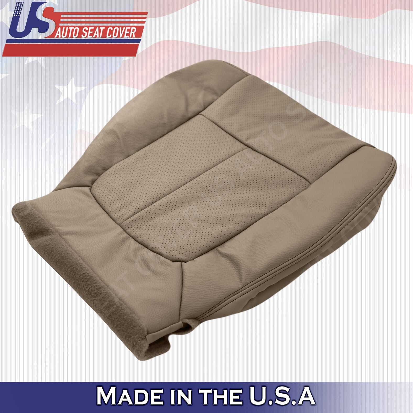 Driver Bottom Perforated Leather Cover Tan 2011 to 2014 Fits Ford F150 Lariat