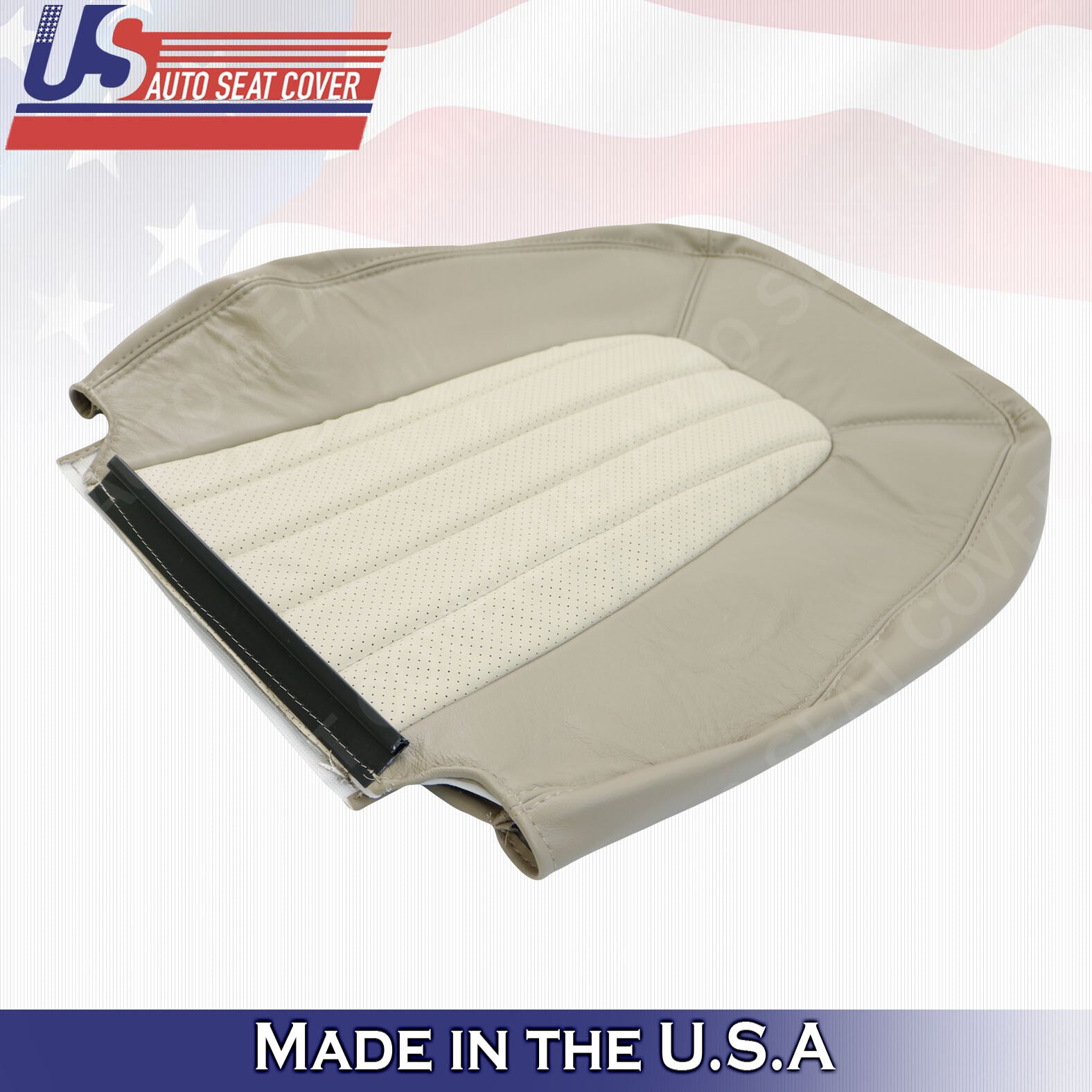 2002 TO 2005 Mercury Mountaineer Driver Top Perforated Leather Cover 2-tone Tan