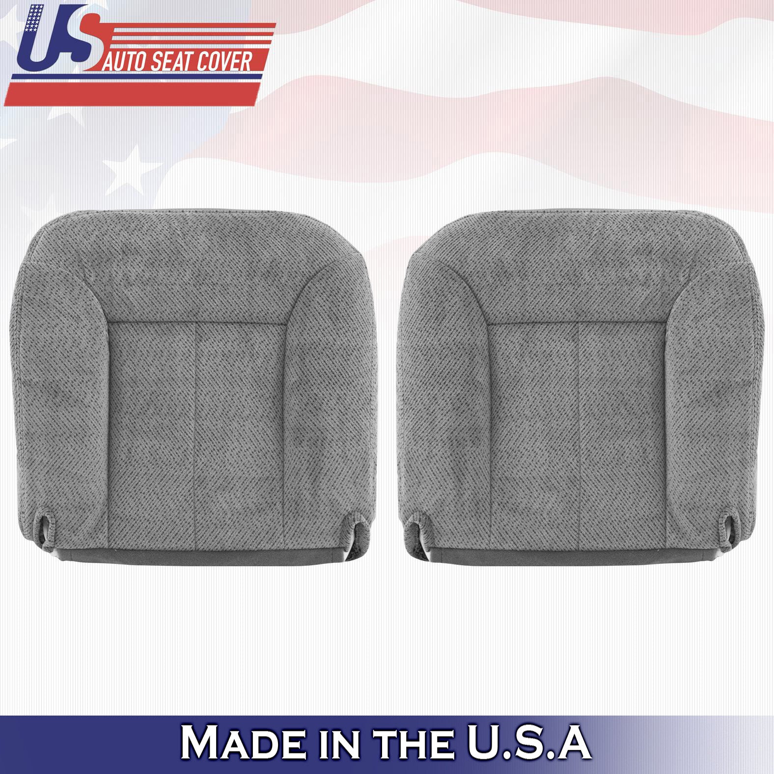 1995 to 1999 GMC Sierra Driver & Passenger Bottom Cloth in Tan & Gray Seat Cover