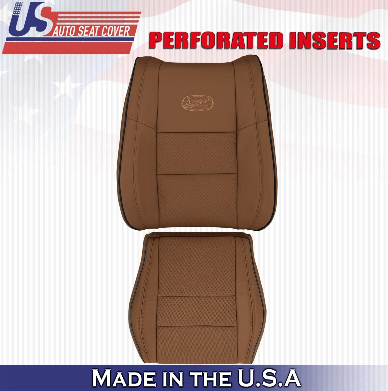 2012 For Jeep Grand Cherokee OVERLAND Driver Top & Bottom Leather Covers Brown