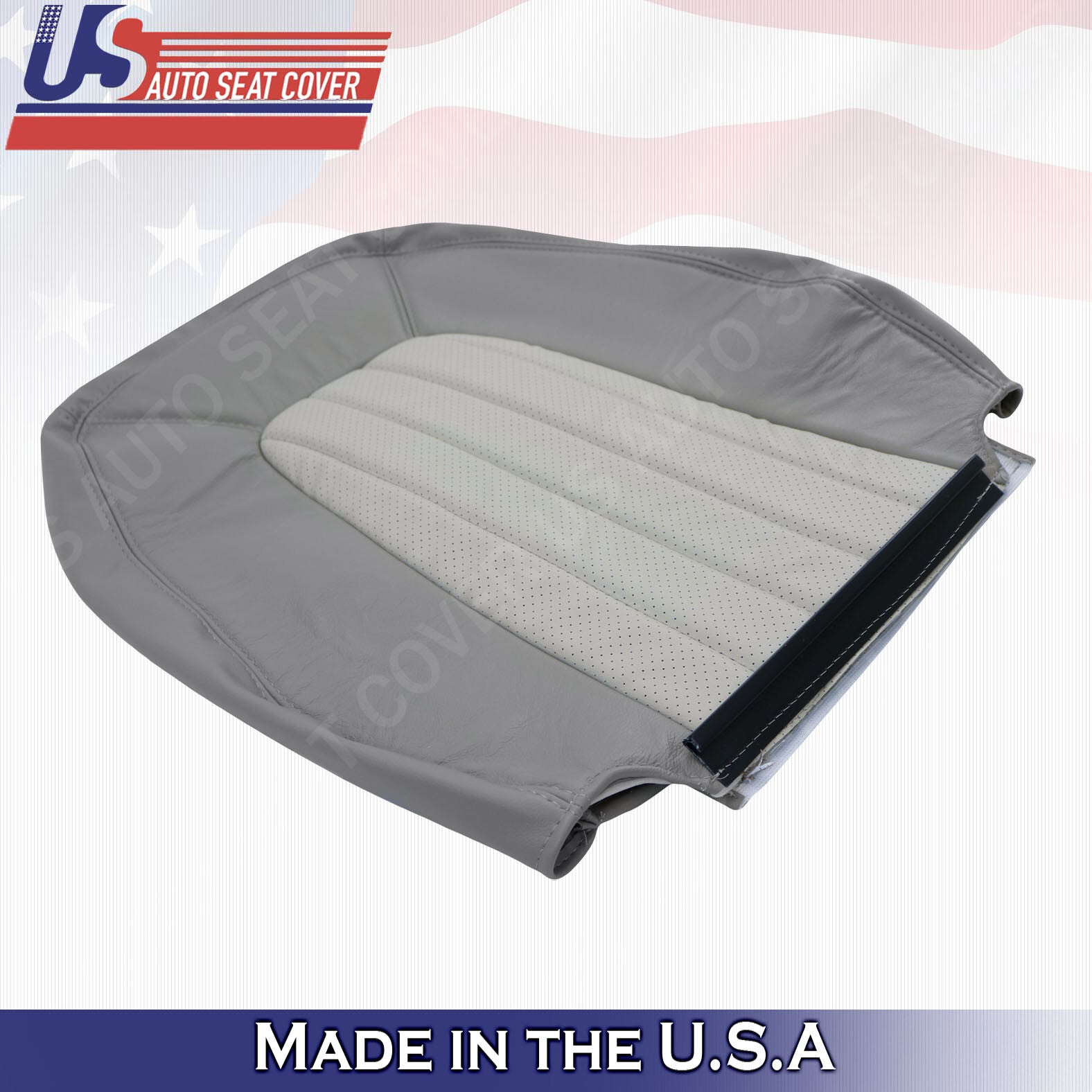 2002 to 2005 Mercury Mountaineer Driver Top-Bottom Perforated Leather Cover Gray