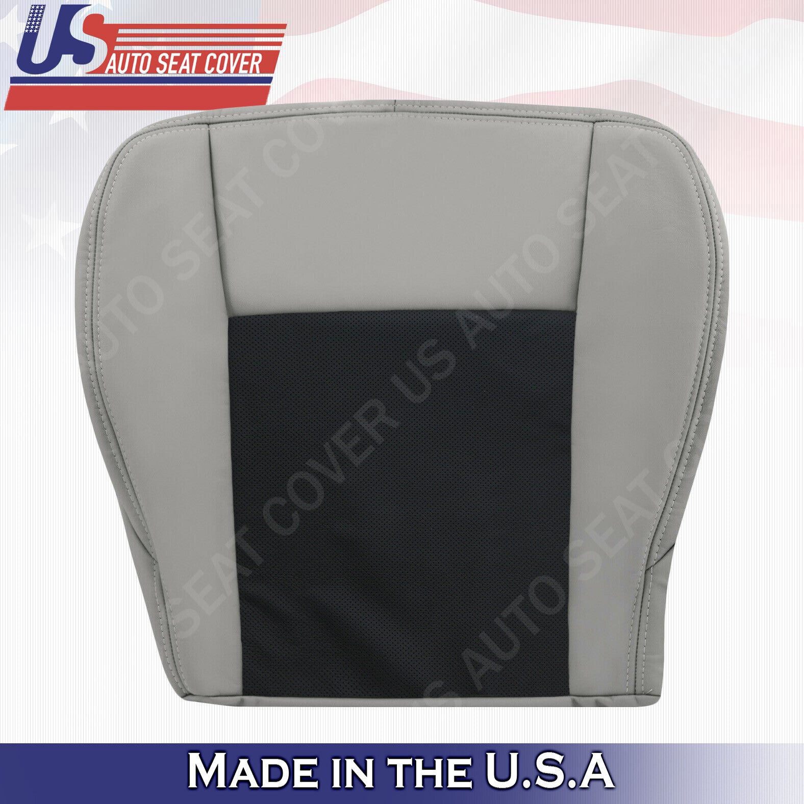 PASSENGER Bottom Perforated Leather Seat Cover 2003 2007 Cadillac CTS Blk & Gray