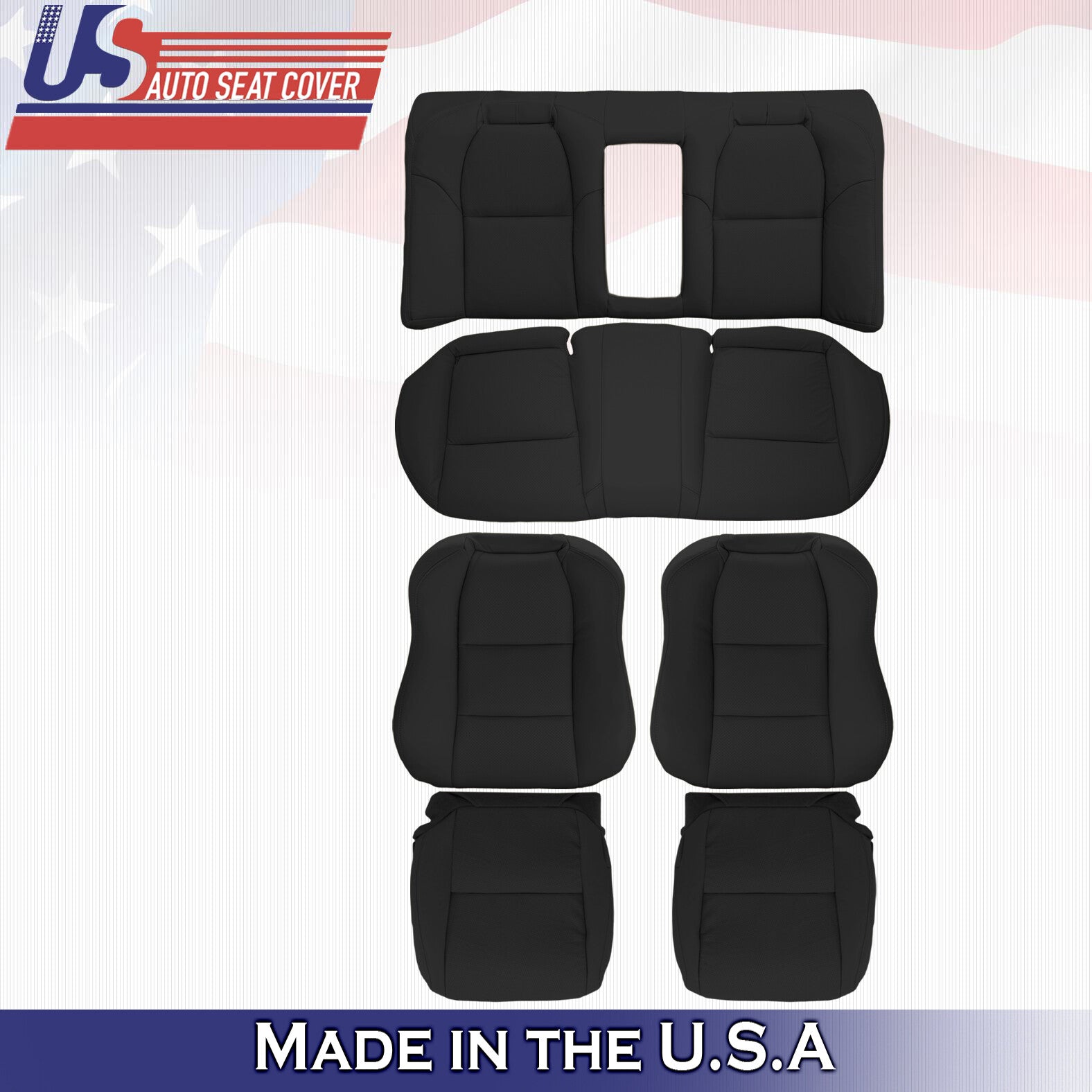 2004 Fits Acura TL Front & Rear Top & Bottom 6PCS Perforated Leather Covers BLK