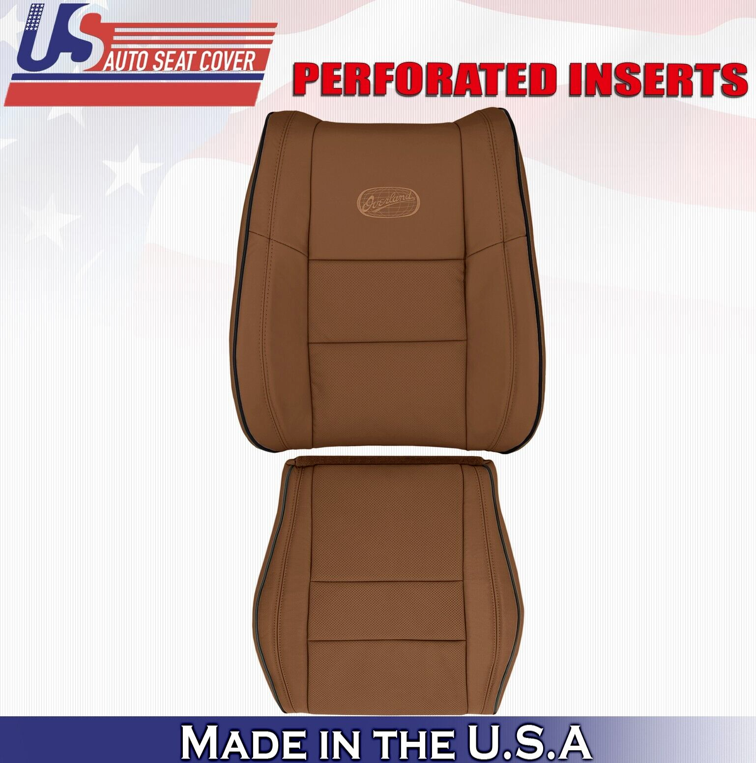 2013 For Jeep Grand Cherokee OVERLAND Driver Top & Bottom Leather Covers Brown