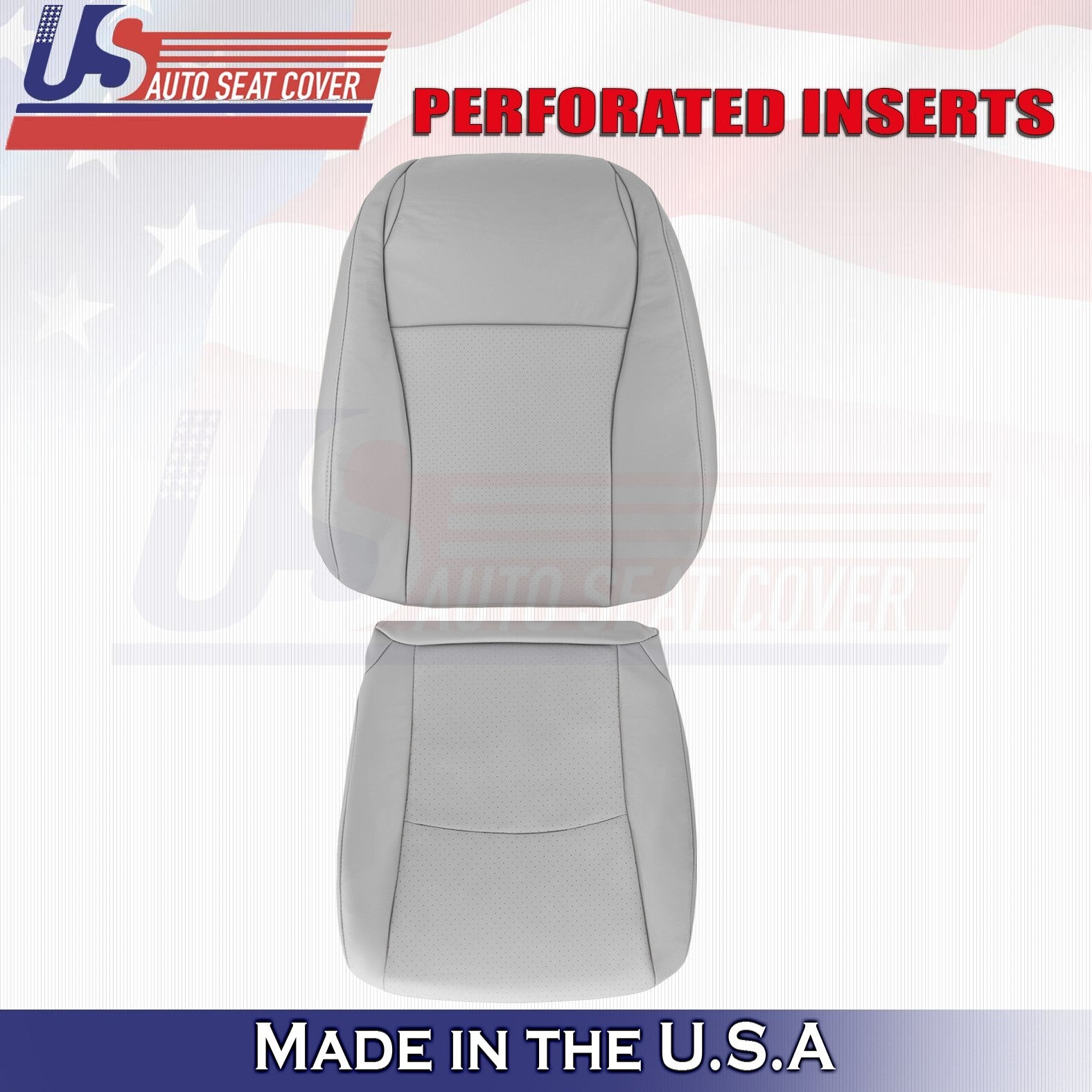 2004 2005 For Toyota Highlander Driver Top Bottom Perf Leather Seat Covers Gray