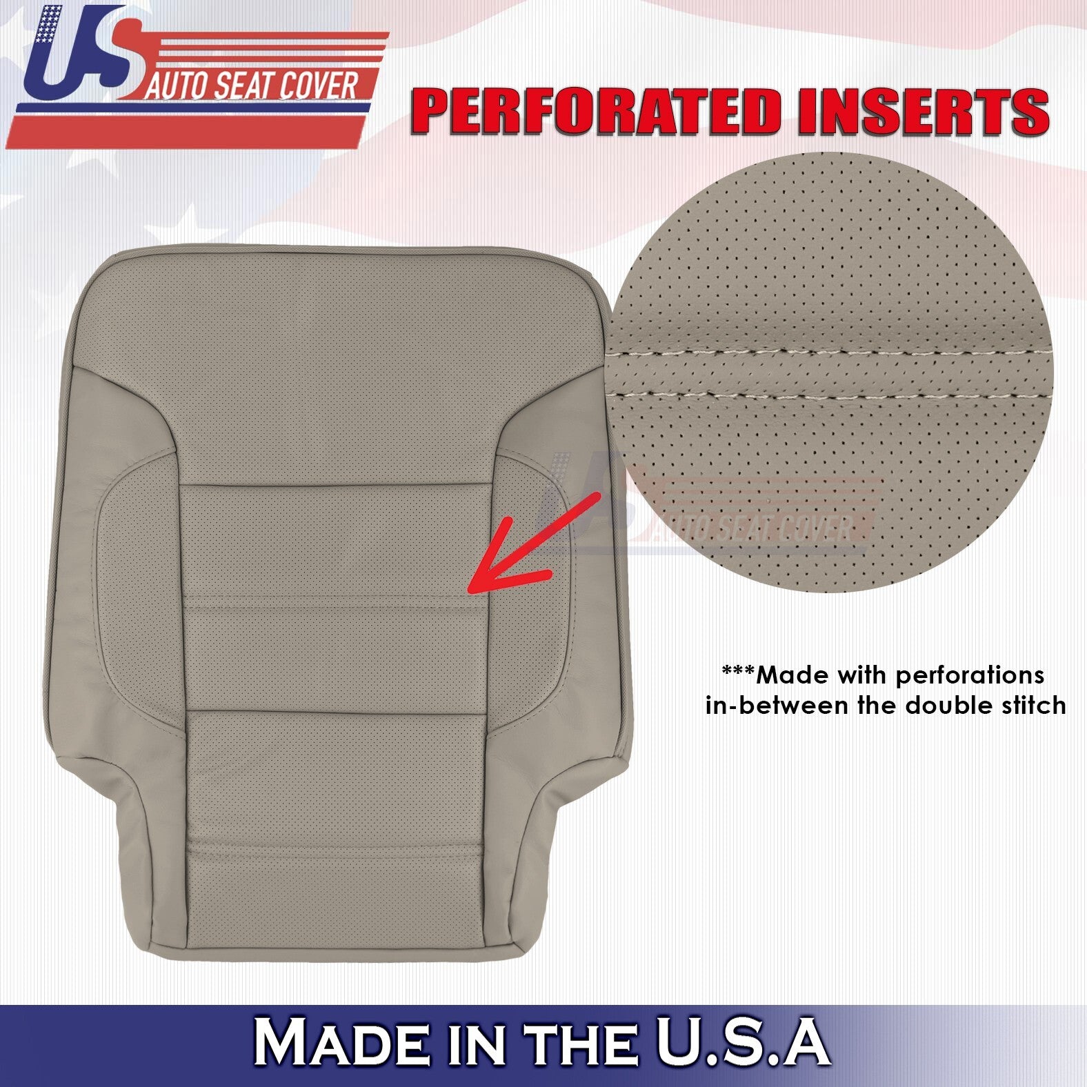 2015 For GMC Sierra Denali Rear Passenger Top & Bottom Leather Seat Covers Tan