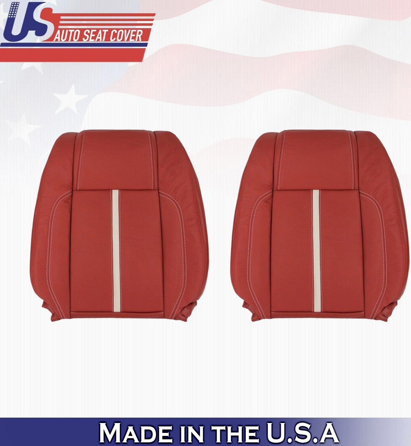 2013 2014 For Ford Mustang Gt Coupe Driver & Passenger Top Leather Covers Red