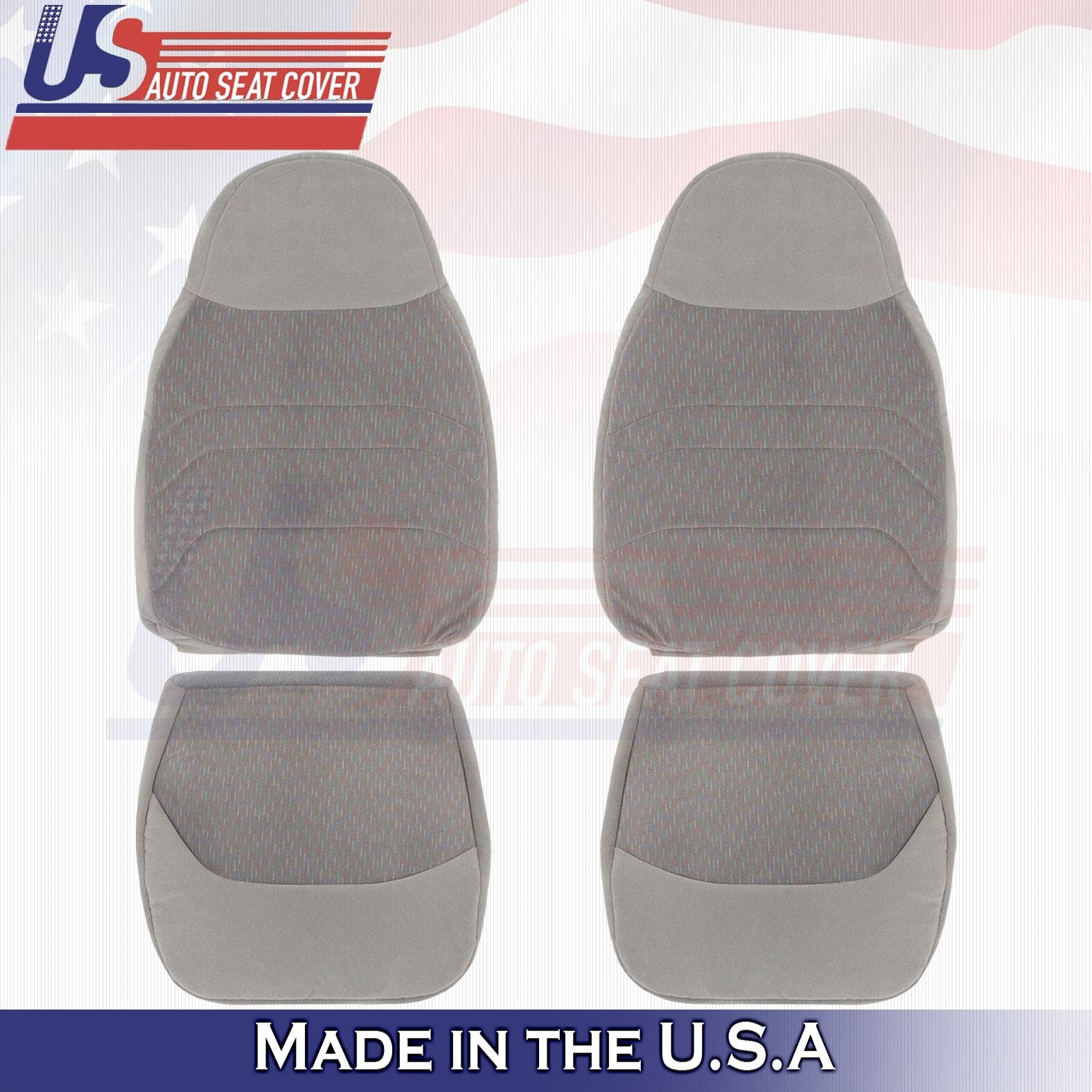 1994 For Ford F150 F250 F350 XLT Front 2 Top & 2 Bottom Cloth Seat Covers Gray