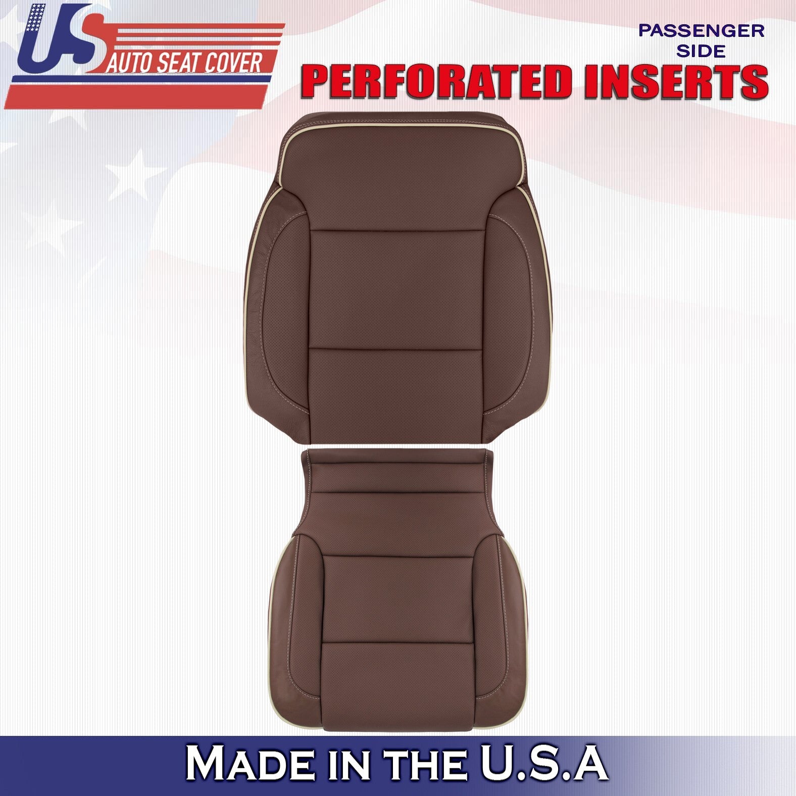 2014 For Chevy Silverado High Country Passenger Top Bottom Leather Covers Brown