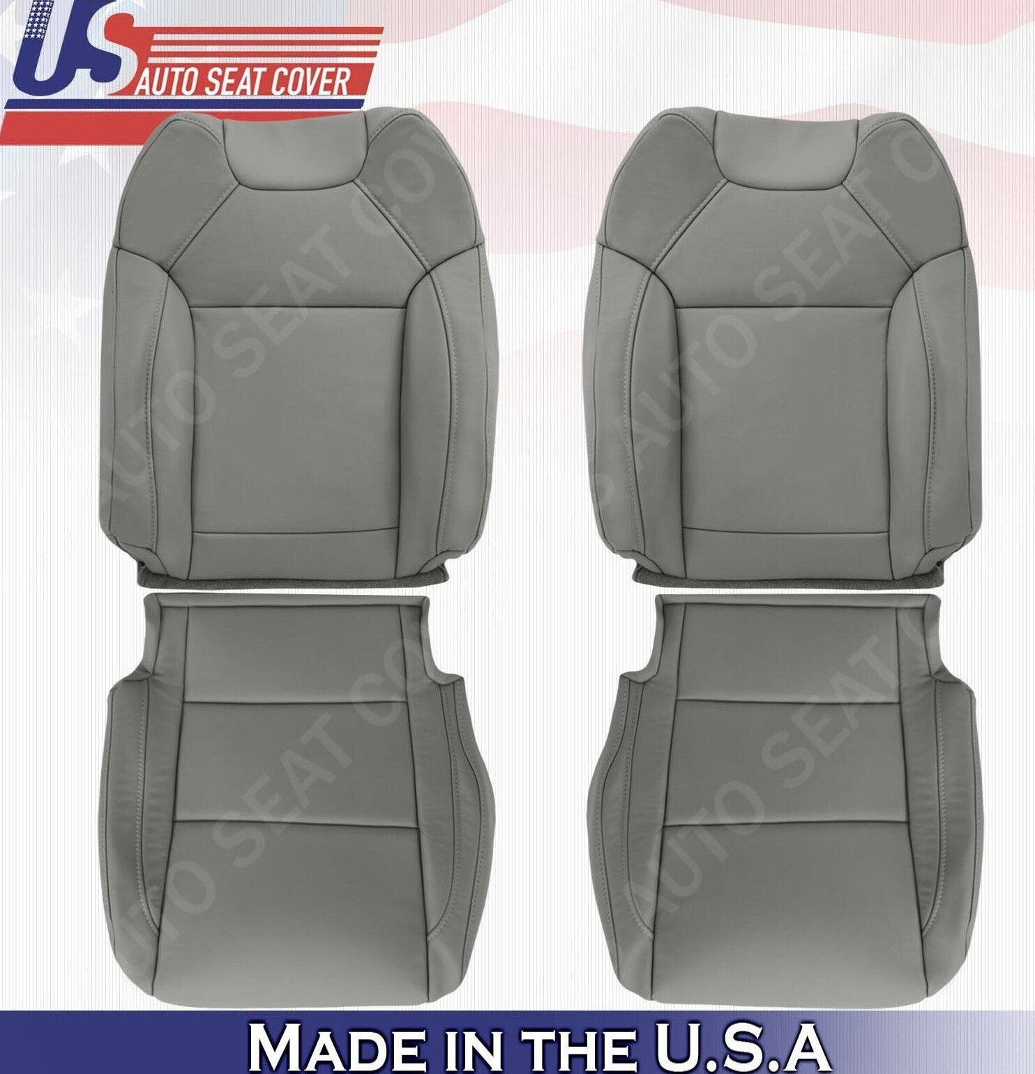 2017 2018 For Acura MDX 2x Top & 2x Bottom Package Leather Seat Covers Gray