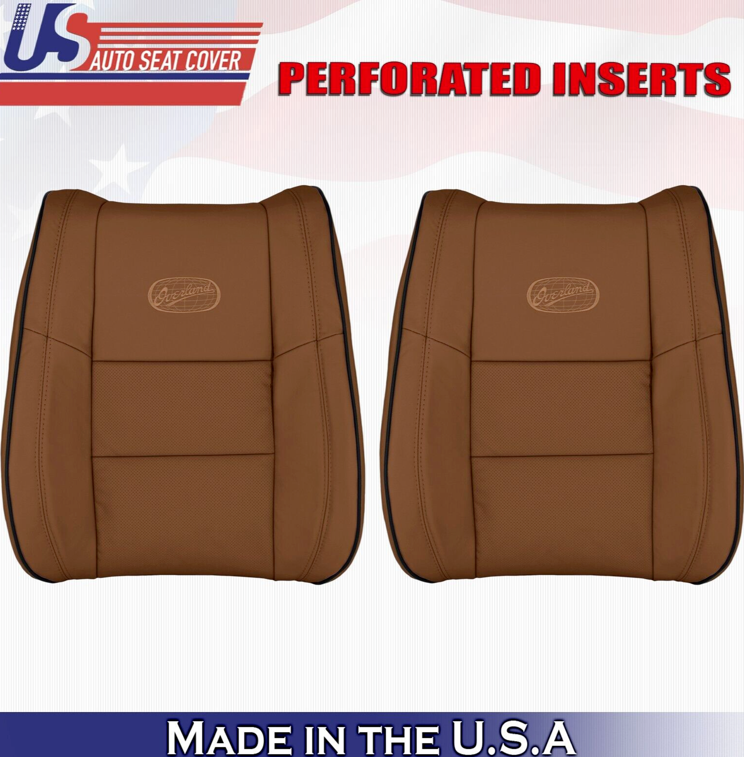 2014 For Jeep Grand Cherokee OVERLAND Driver Passenger Top Leather Covers Brown