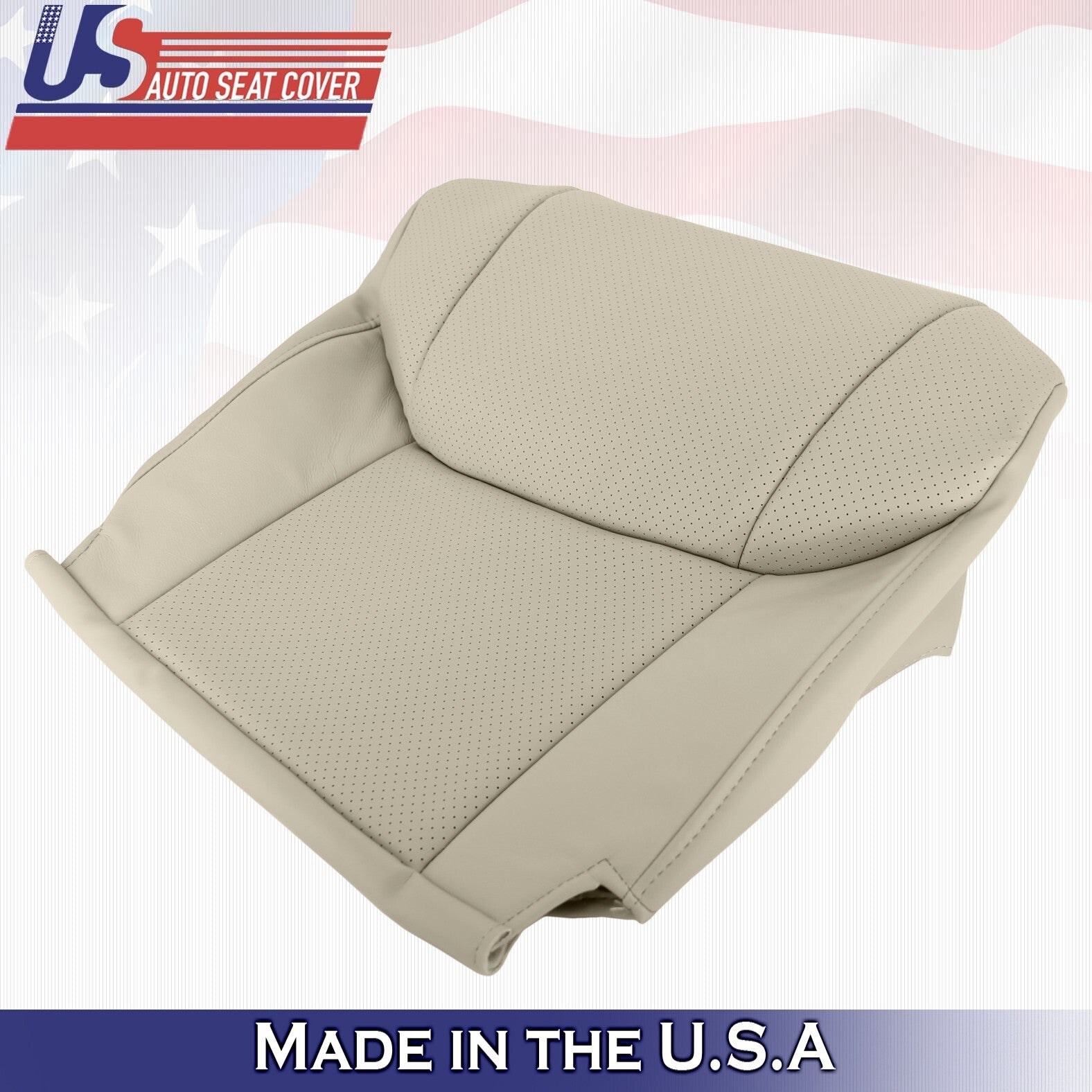 2008 For Toyota Avalon Driver & Passenger 2 Bottom Perforated Leather Covers Tan