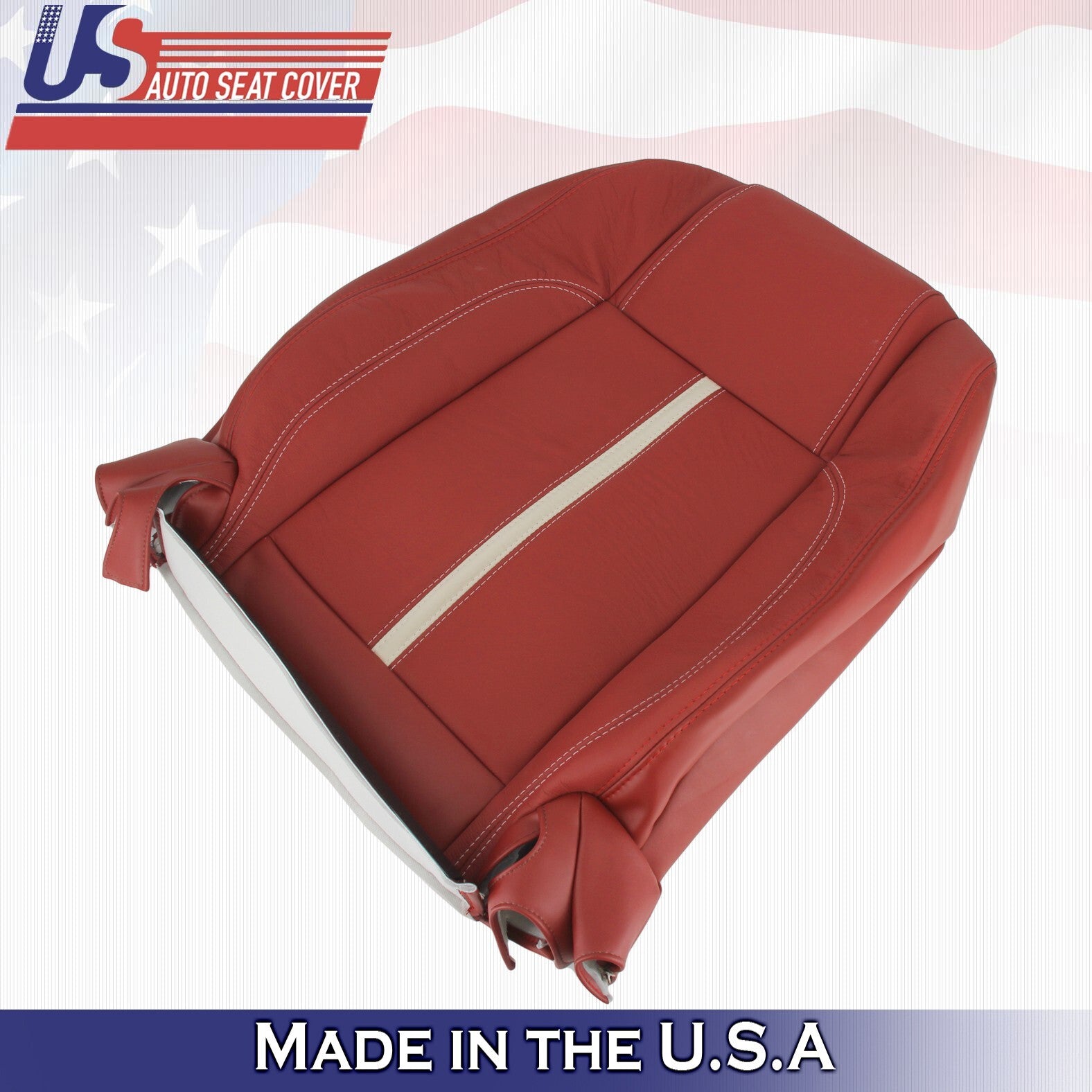2010 to 2014 Fits Ford Mustang Gt Front Set Tops & Bottoms Leather Covers Red