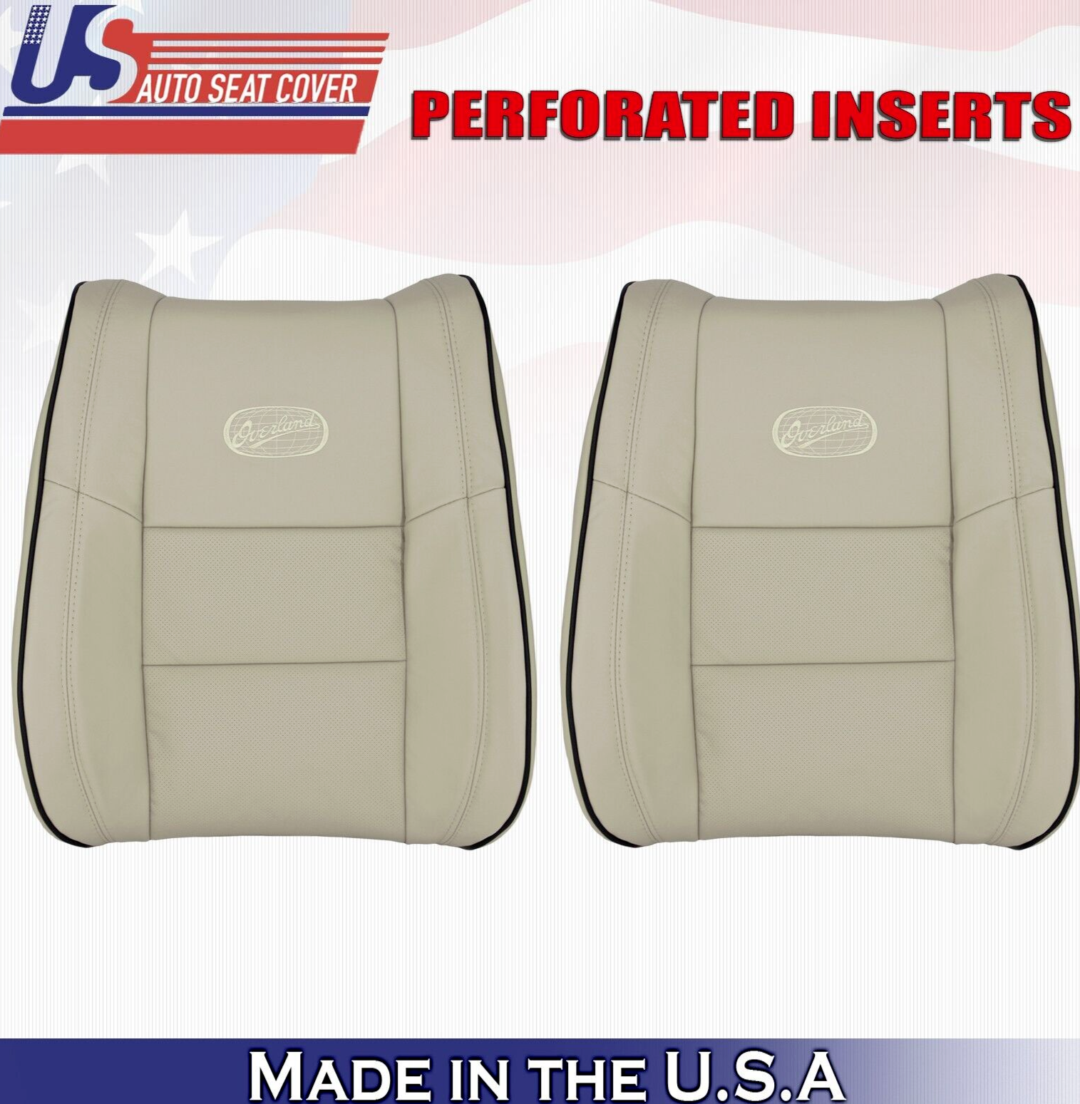 2012 Fits Jeep Grand Cherokee OVERLAND Driver & Passenger Top Leather Covers Tan