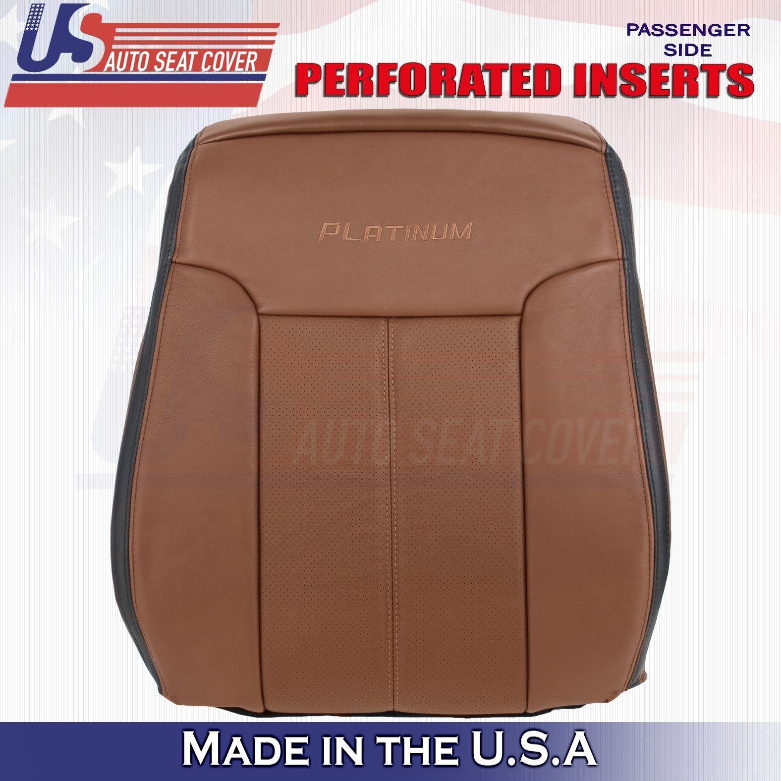 2013 to 2016 For Ford F450 Platinum Passenger Top & Bottom Leather Covers Brown