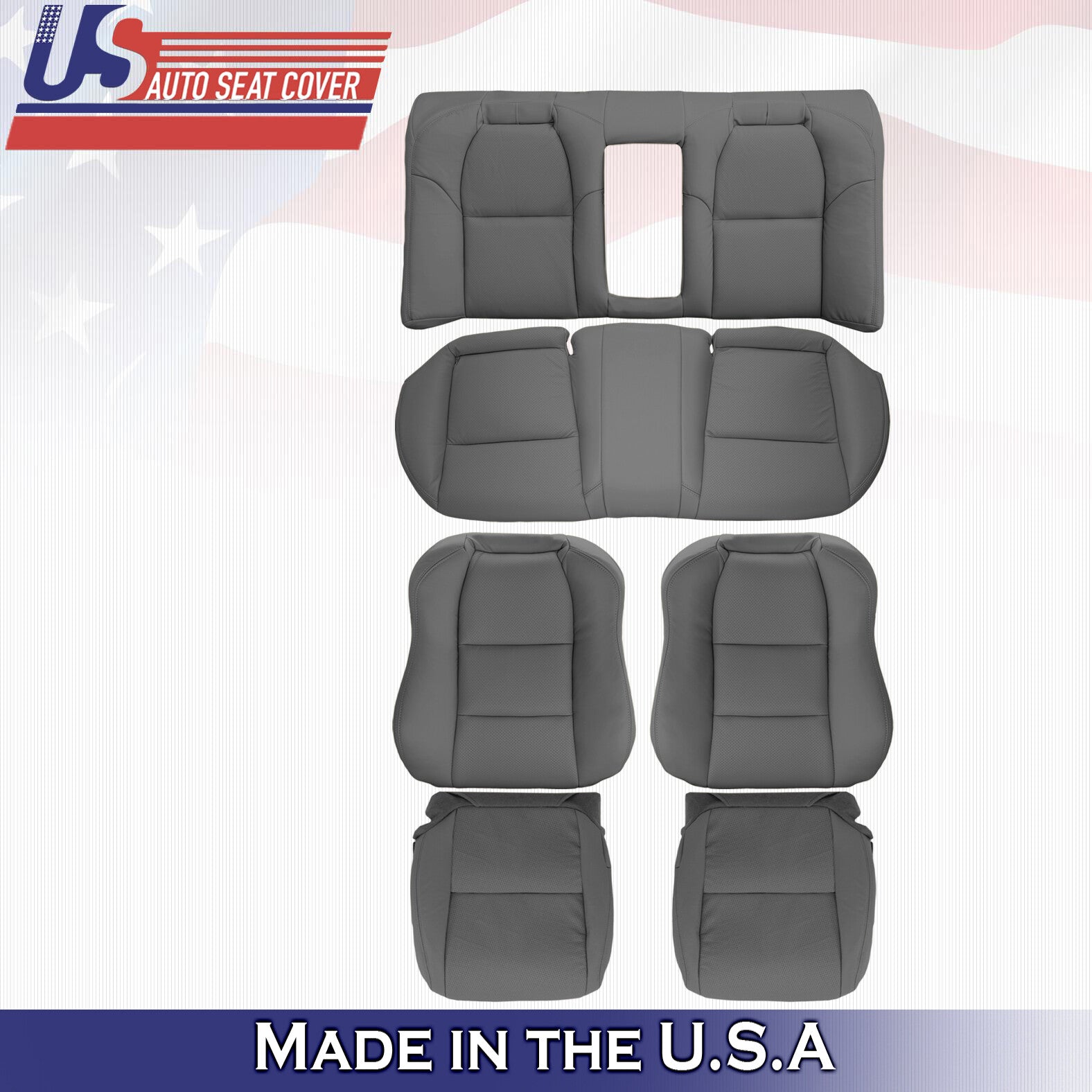 2004 Fits Acura TL Front & Rear Top & Bottom 6PCS Perforated Leather Covers Gray
