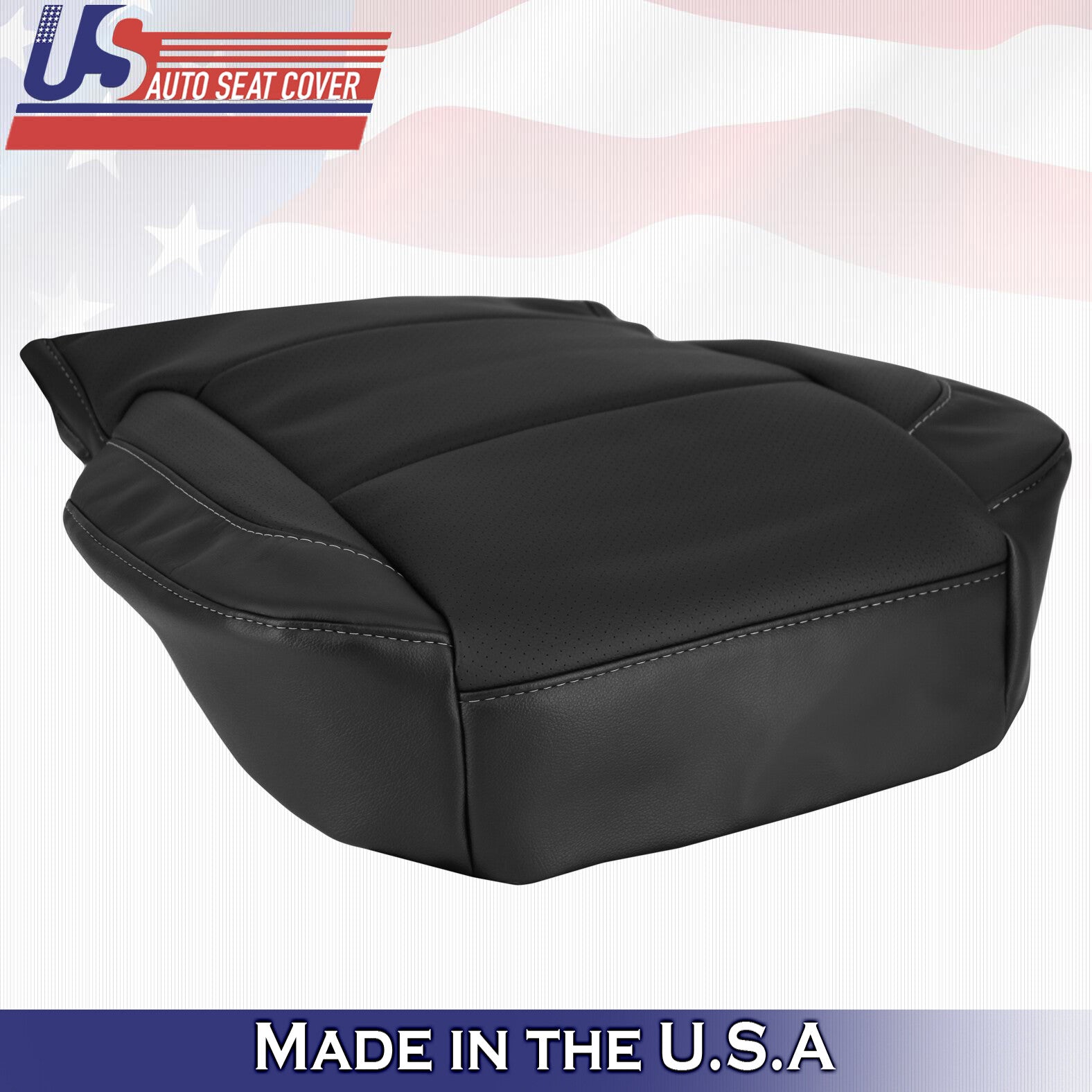 2014 to 2018 GMC Sierra Yukon Driver Bottom Perforated Leather Seat Cover Black