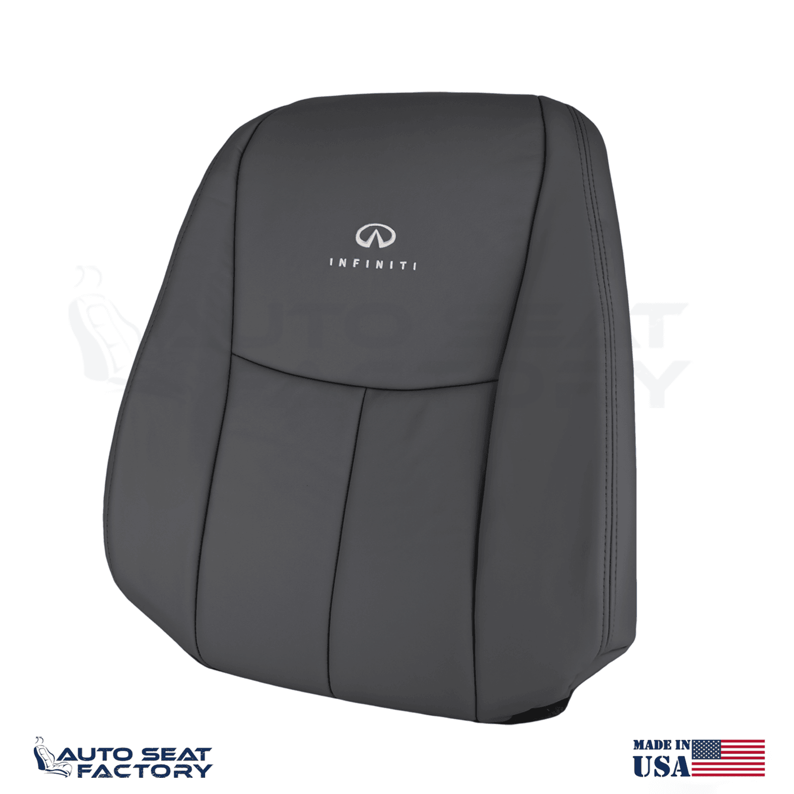 2014 - 2020 Fits Infiniti Q50 PASSENGER Top Black Vinyl SOLID Seat Cover