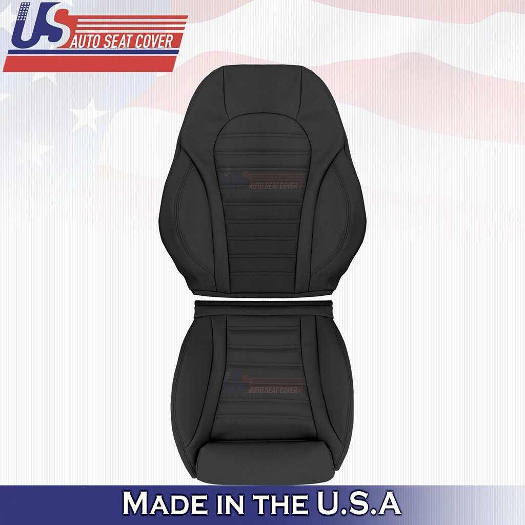 2015 to 2021 Fits Mercedes Benz C43 Driver Top & Bottom Vinyl Seat Covers Black