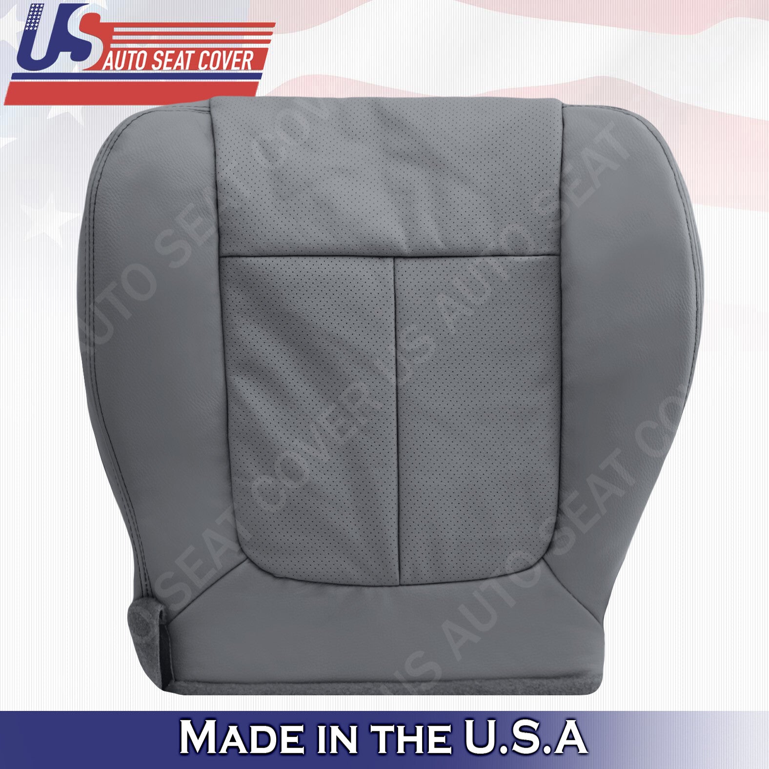 Passenger Bottom Perforated Leather Seat Cover 2011 to 2014 Ford F150 Steel Gray