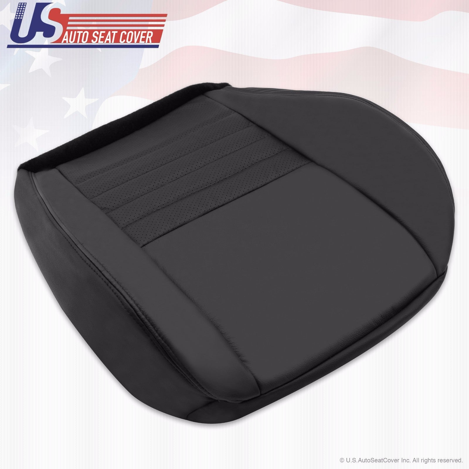 2002 2003 2004 Ford Mustang Driver Bottom Perforated Leather Seat Cover Black