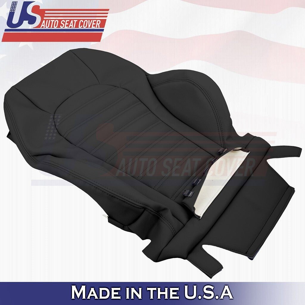 2015 to 2021 Fits Mercedes Benz C43 Driver Top & Bottom Vinyl Seat Covers Black