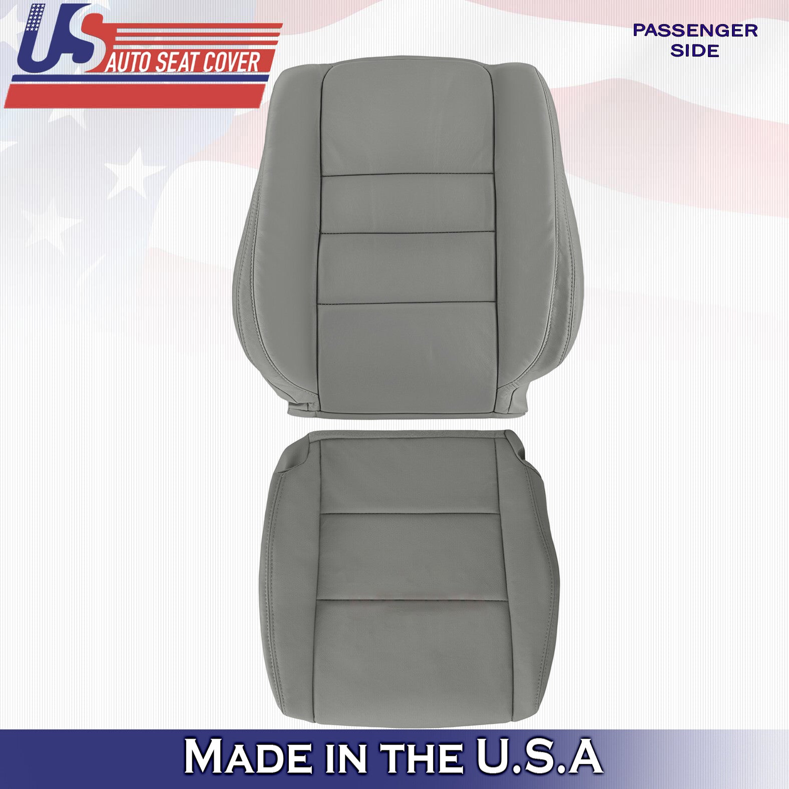 2008 2009 2010 For Honda Accord Passenger Top & Bottom Leather Seat Covers Gray